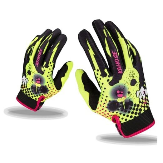 Unisex Dirt Bike Gloves, Full Finge Touchscreen Medium Black/Yellow01