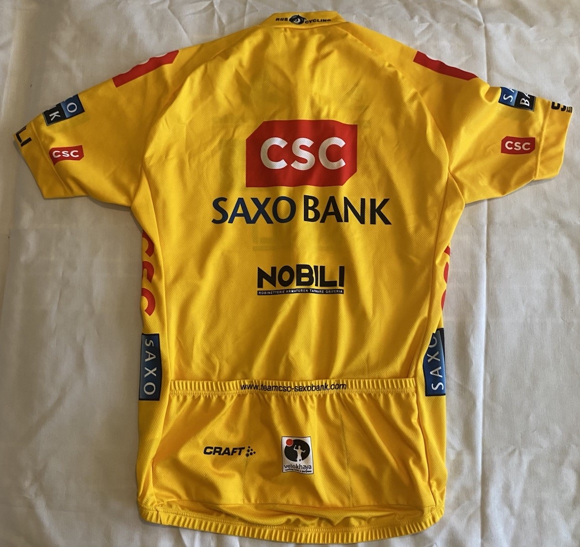 2008 Team CSC-Saxo Bank Cervelo Cycling Jersey: Yellow Leaders 3X