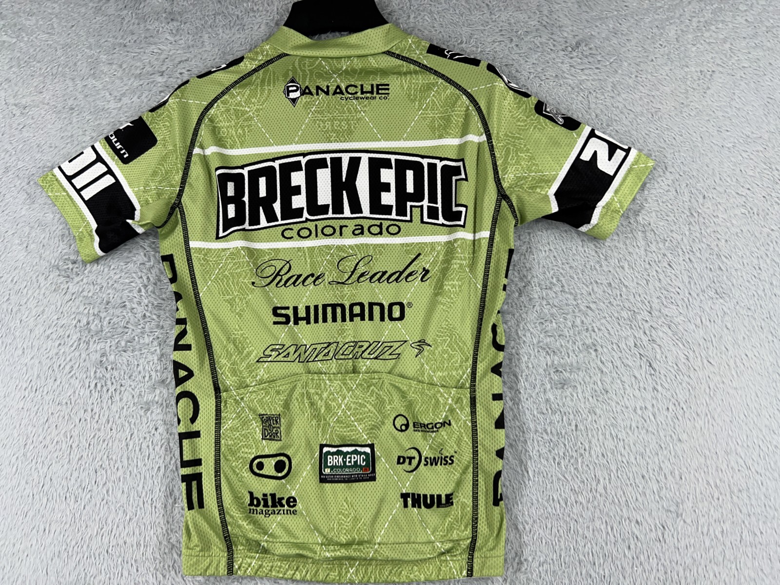 Panache Cycling Jersey Adult Small Green Full Zip Breck Epic Colorado Polyester