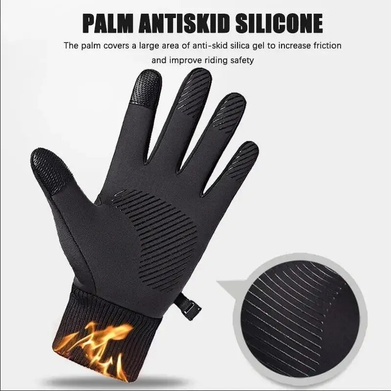 Black Winter Warm Full Fingers WaterproofCycling Outdoor Sports RunningMotorcyle