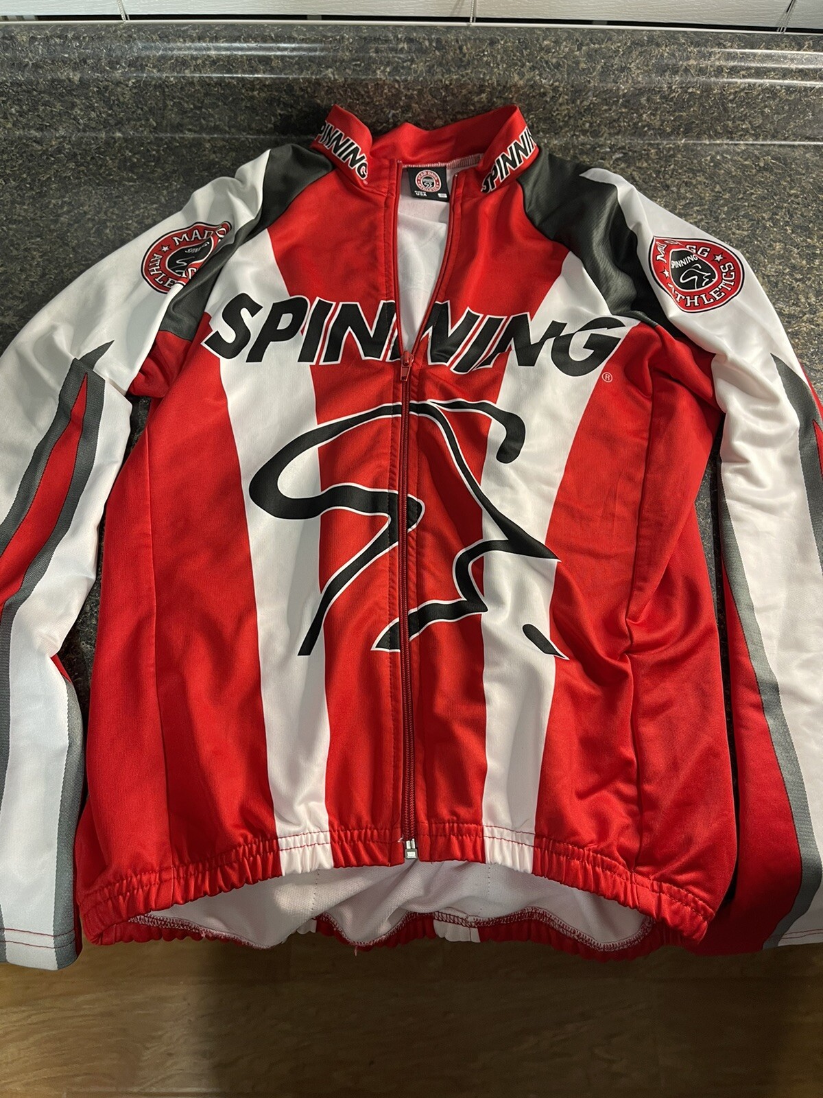MADD Dog Athletics Red White Spinning Cycling Zip Up Jersey Size S