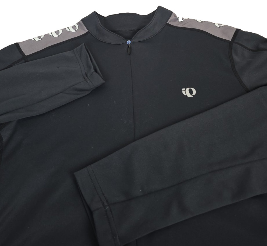 Pearl Izumi Mens Black 1/2 Zip Quest L/S Cycling Jersey Sz Medium Logo Bike