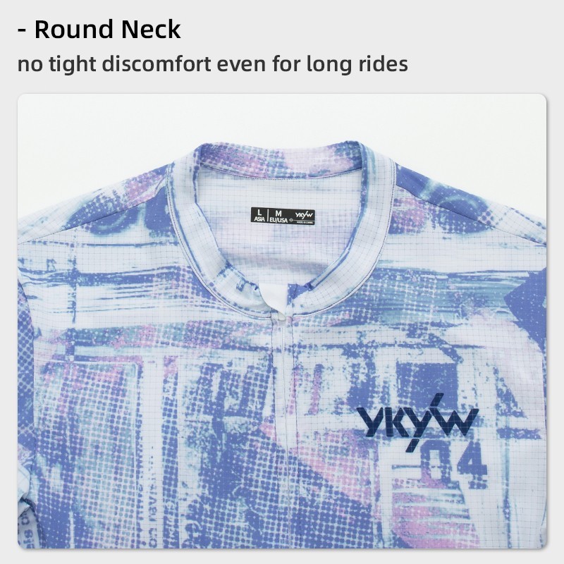 YKYW Mens Short Sleeve Cycling Jersey Quick Dry Anti-Slip Road MTB Slim Fit Top