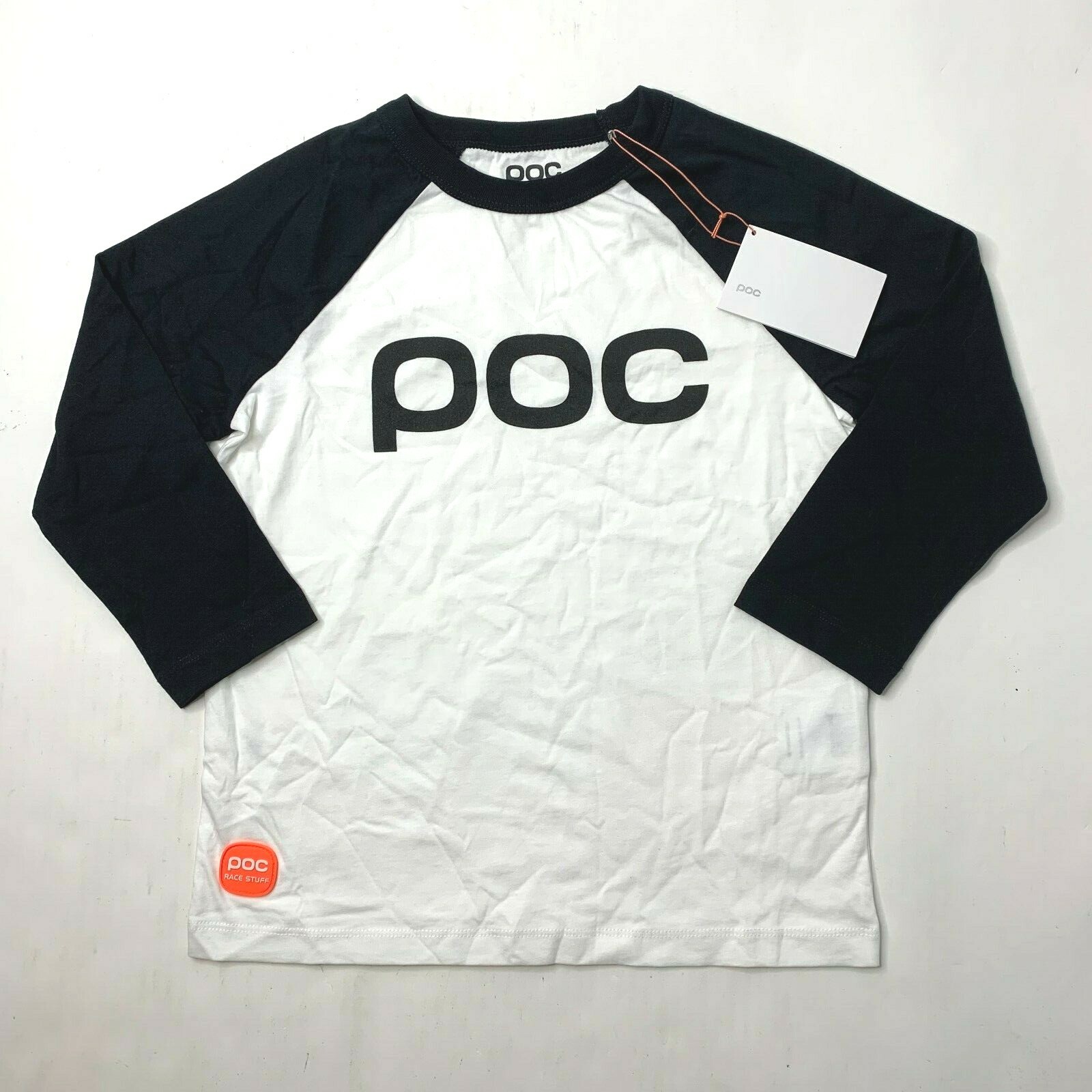 NWT Poc Race Stuff Raglan Jersey Jr Uranium Black & Hydrogen White Size 128