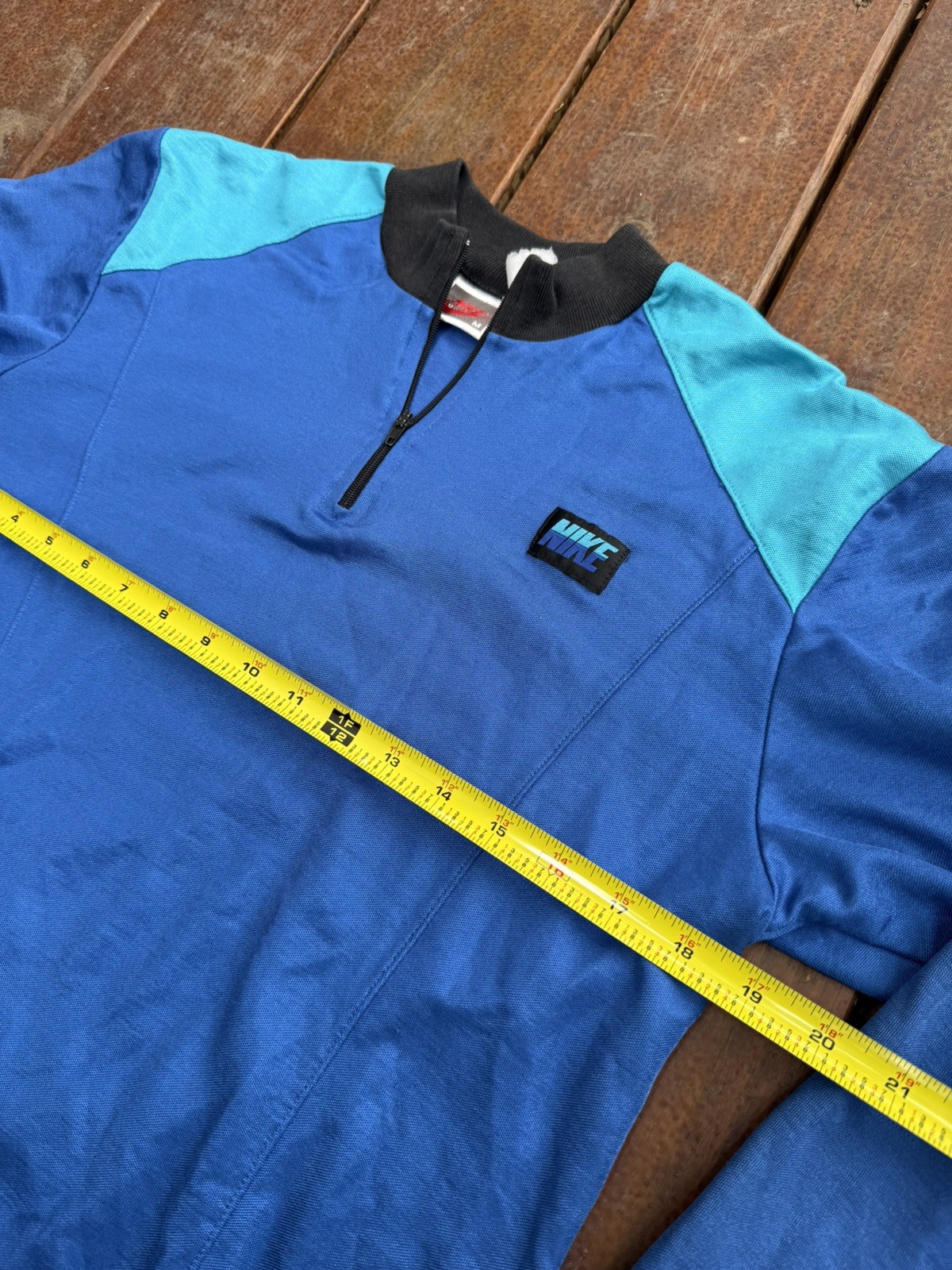 Vintage Nike Cycling Jersey Shirt Blue/ turquoise unisex MED Cotton 80s 90s.