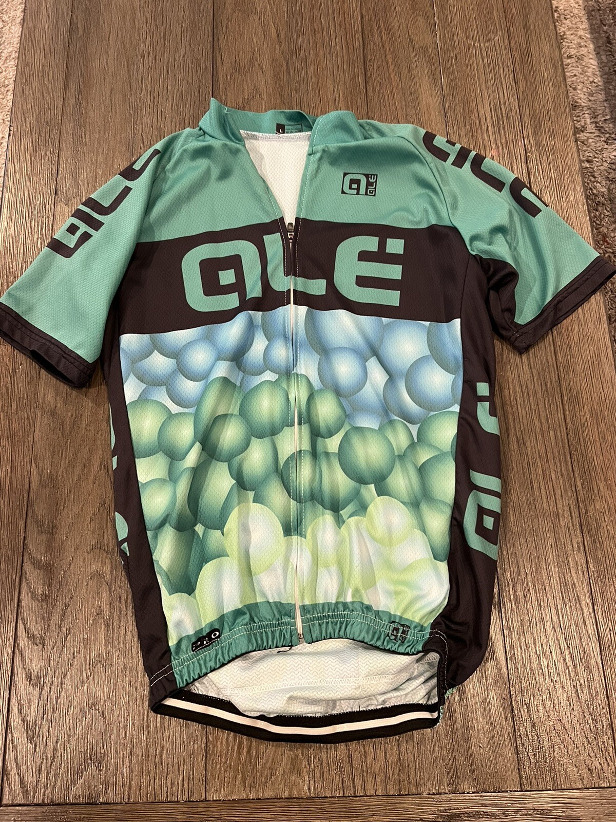 Mens Green Black Cycling Jersey Large