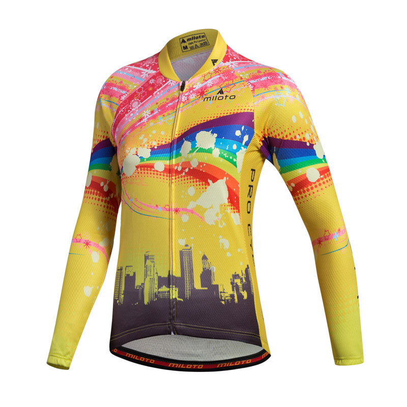 Women’s Yellow Bike Clothing Cycling Long Sleeve Jersey and Long (Bib) Pants Kit