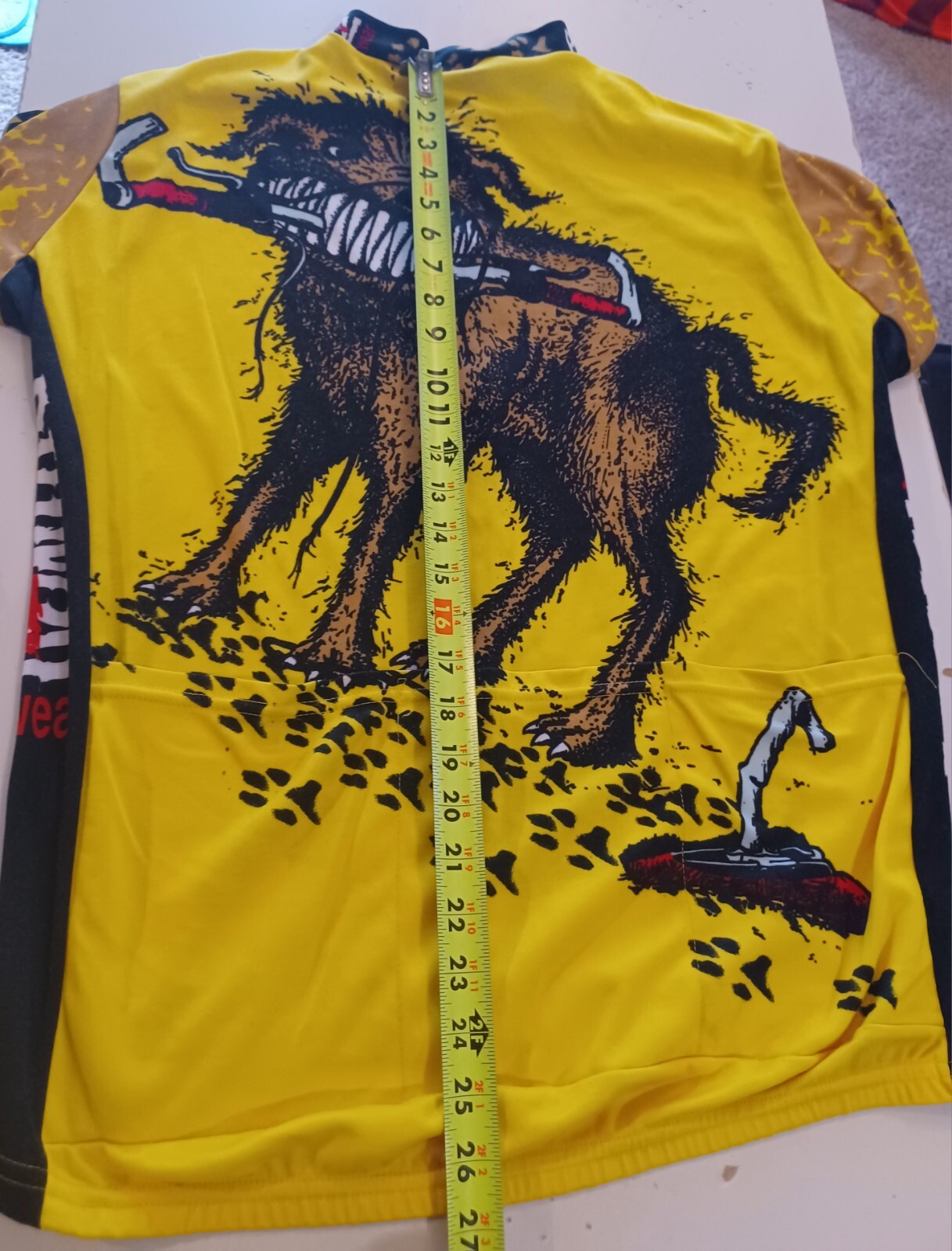 Primal Colorful Graphics Wild Dog on Bicycle Paw Prints 1/4 Zip Bike Jersey LG?
