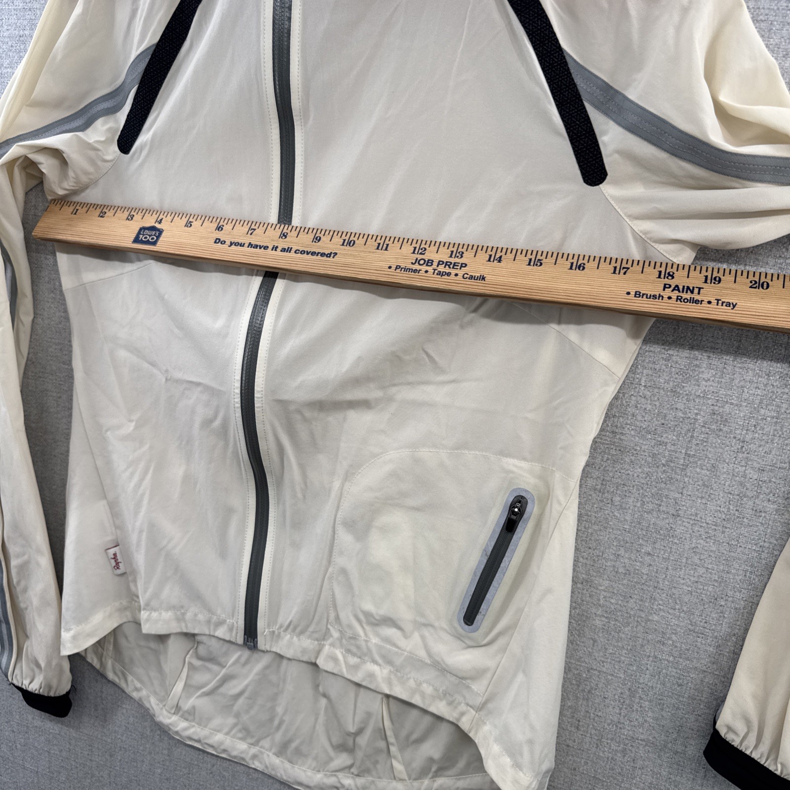 Rapha Stowaway Jacket Womens 10 Ivory Cycling Full Zip Windbreaker Lightweight