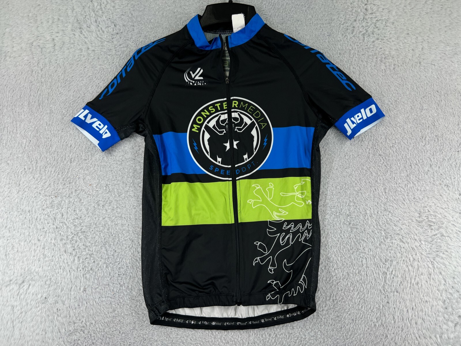 Jlvelo Cycling Jersey Adult Small Black Blue Green Monster Media Full Zip Pocket