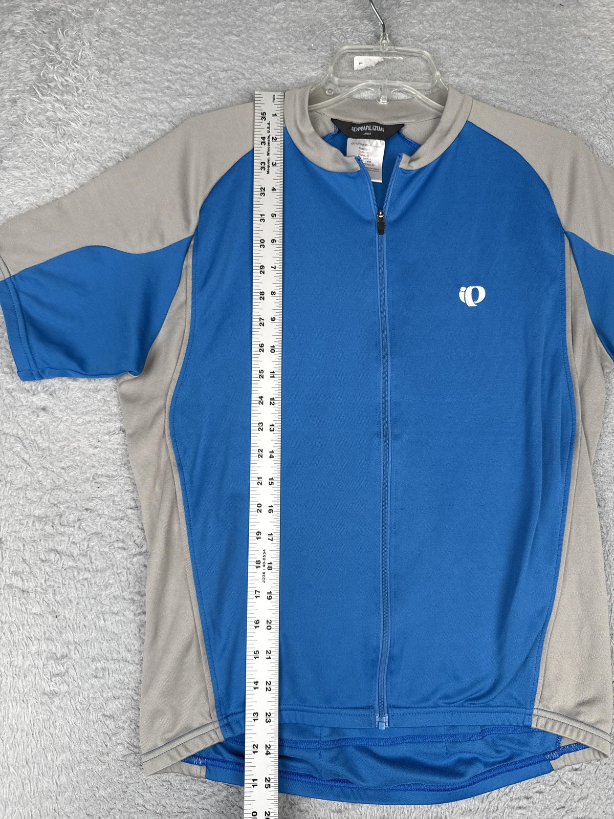 Pearl Izumi Cycling Jersey Mens Large Blue Full Zip Short Sleeve Pockets Bike