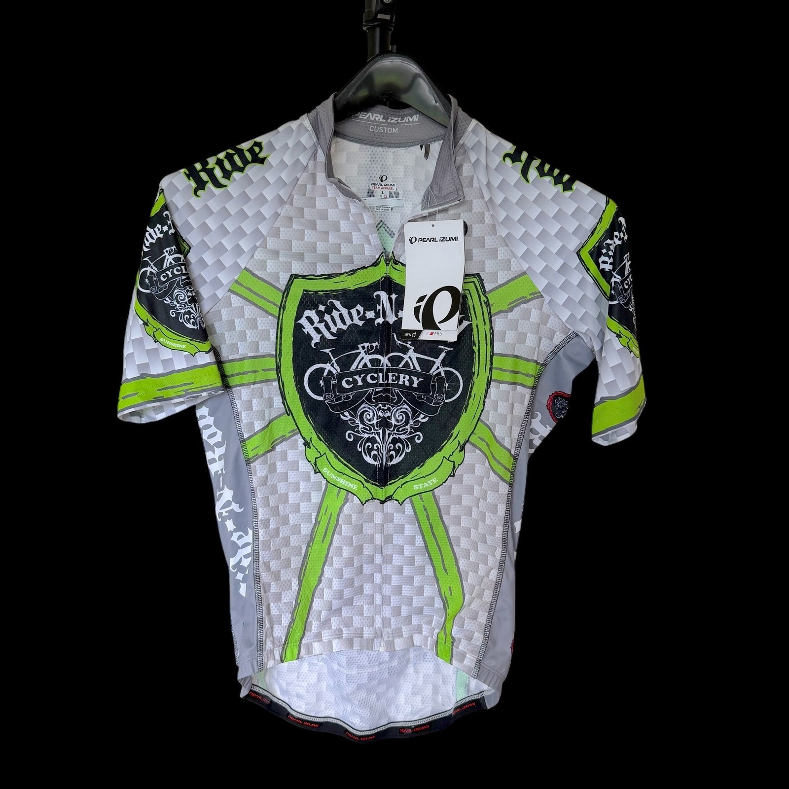 Pearl Izumi Ride-N-Roll Cyclery P.R.O. Cycling Jersey Grey Green Large NEW