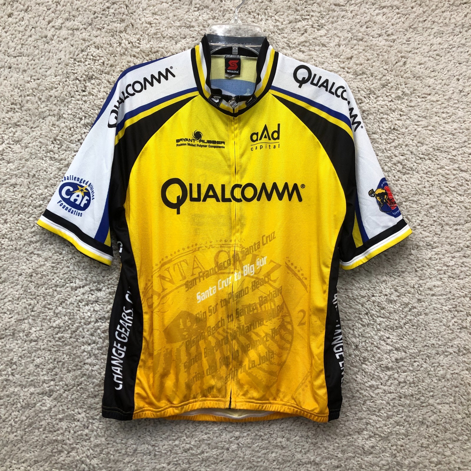 Squadra Mens XXXL Yellow Cycling Jersey Qualcomm Santa Cruz Big Sur Bike Shirt