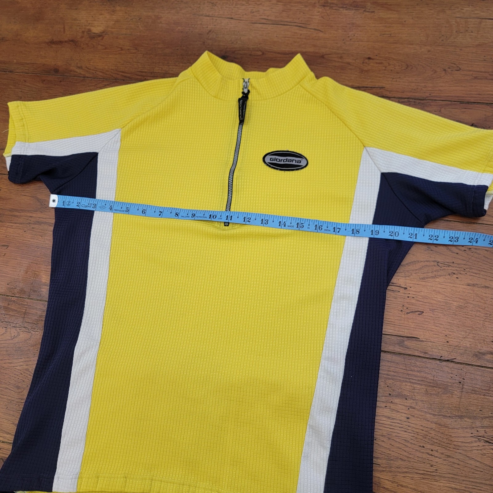 Giordana Mens XL? Cycling Jersey 21.5″ P2P Bike Pockets Vintage Italy Yellow