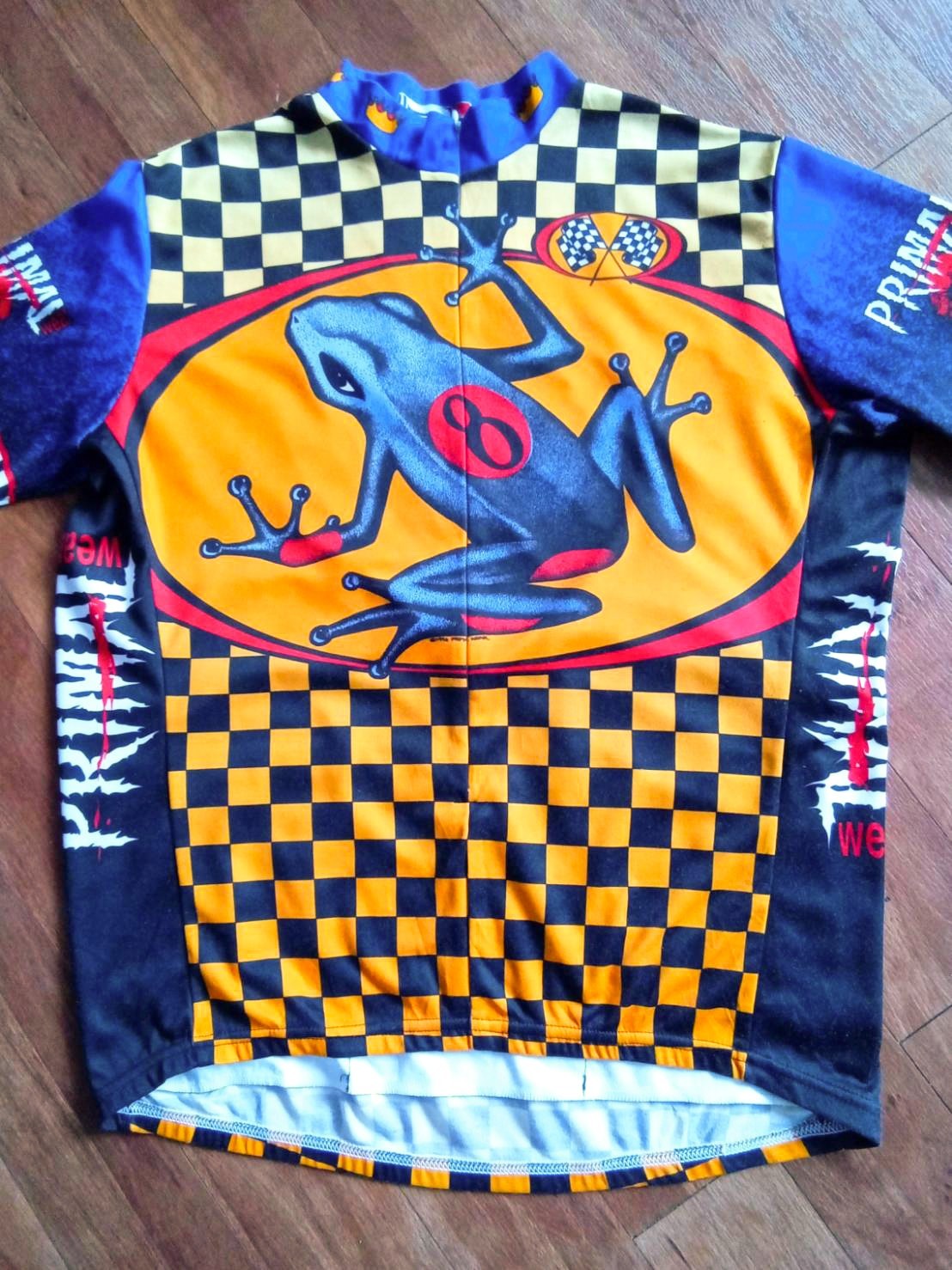 RARE VTG 1996 PRIMAL Wear USA “Poison Dart Frog #8” Cycling Jersey — (fits XL)