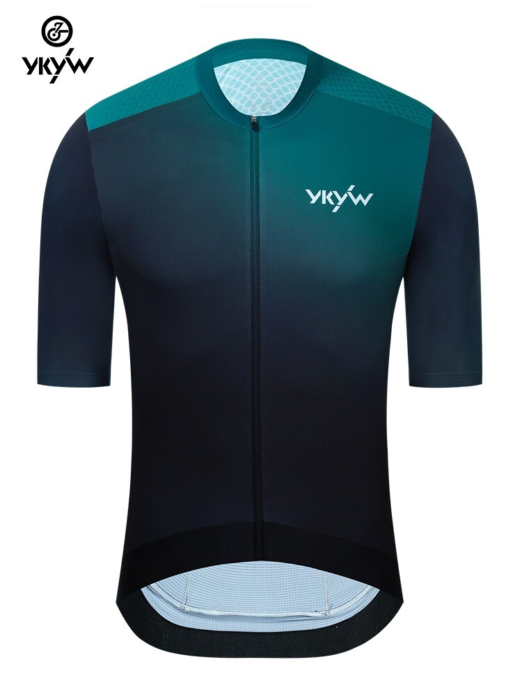 YKYW Men’s Cycling Jersey Short Sleeve Bicycle Shirt Maillots MTB Gradient Tops