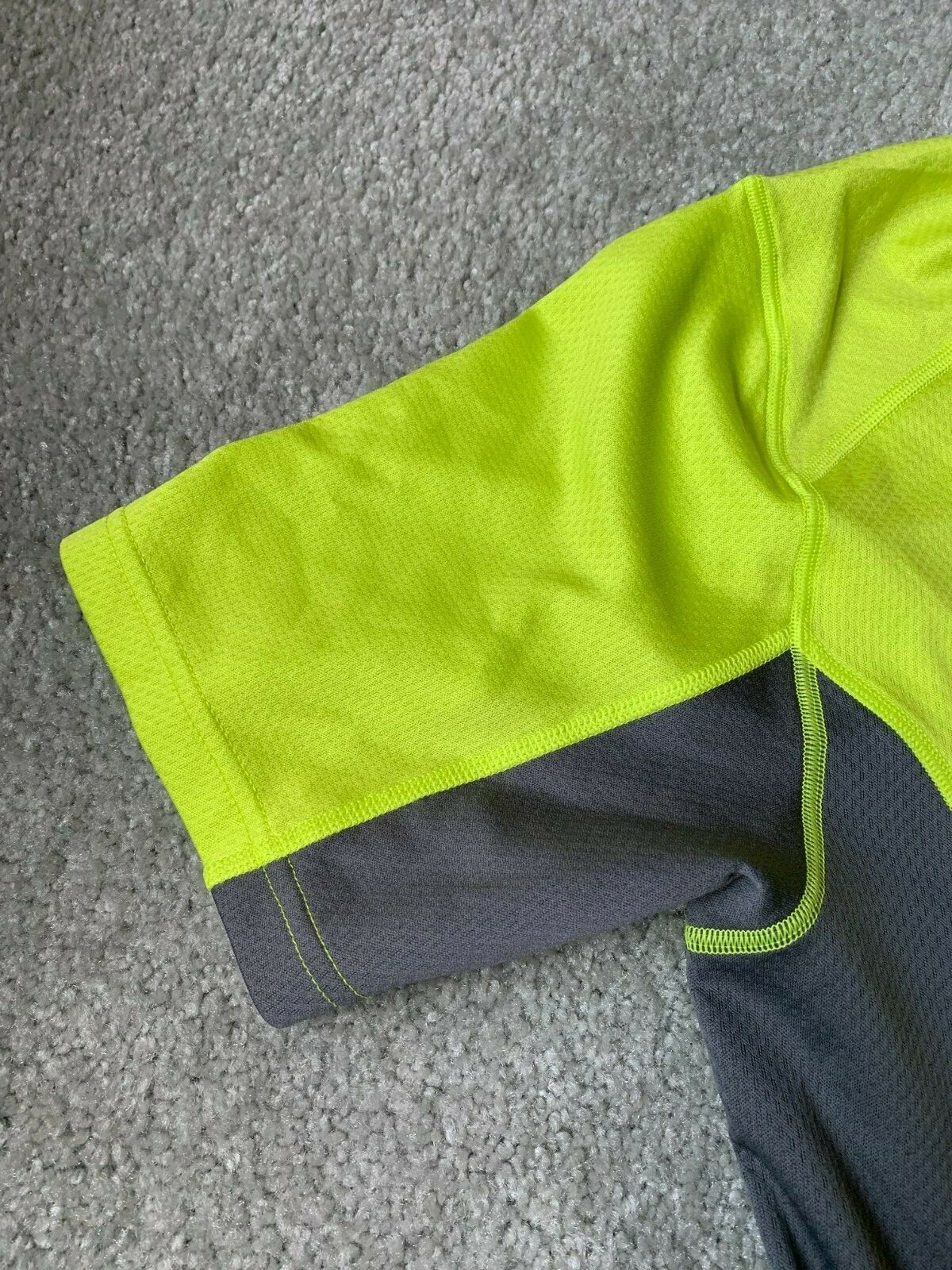Mens Trayl Lime Yellow Short Sleeve Cycling Jersey size M Bike half zip