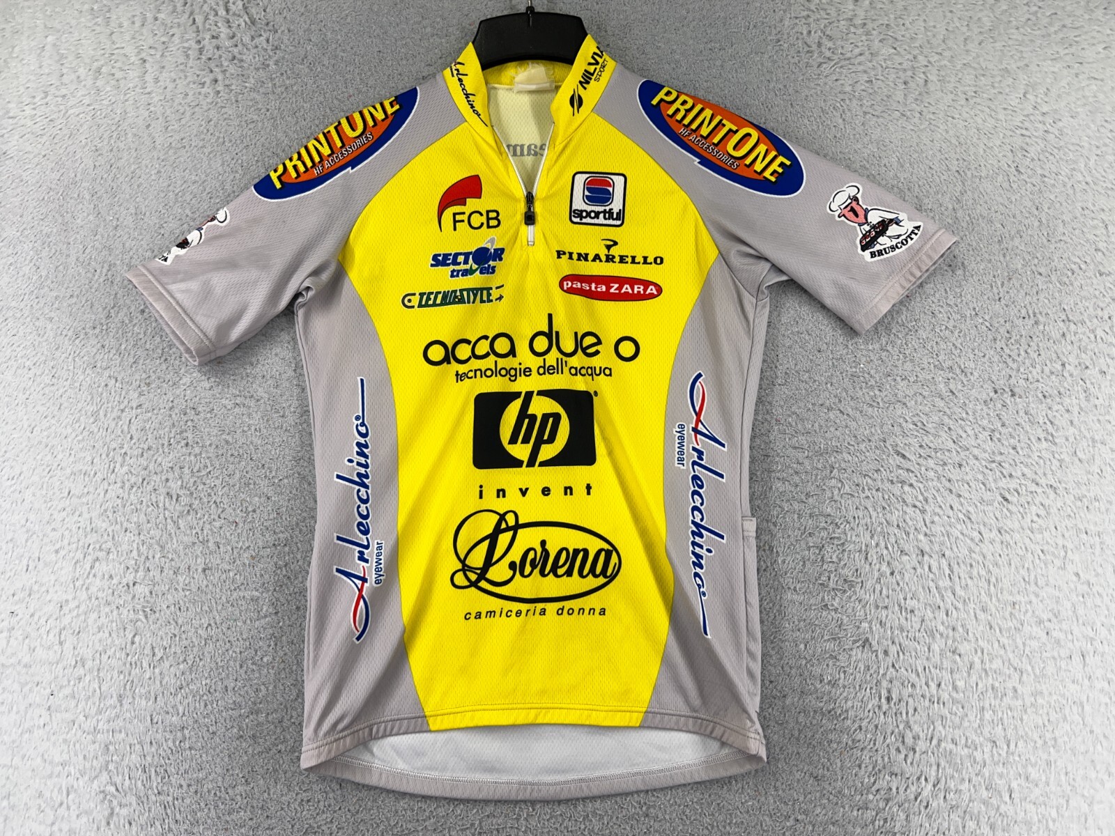 Sportful Cycling Jersey Womens Medium Gray Yellow HP Acca Due O 1/4 Zip Poly