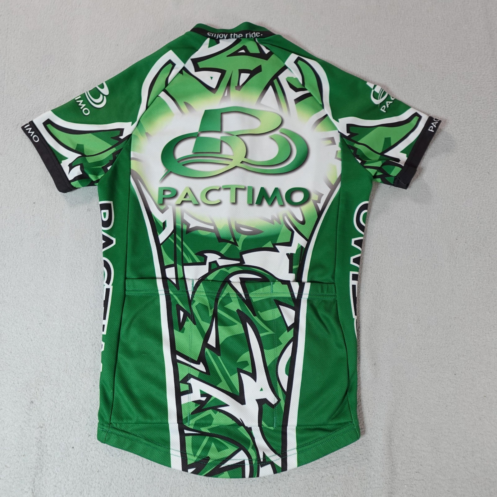 Pactimo Cycling Jersey Mens XXS Green Graphic Race Fit Short Sleeve Bike Shirt