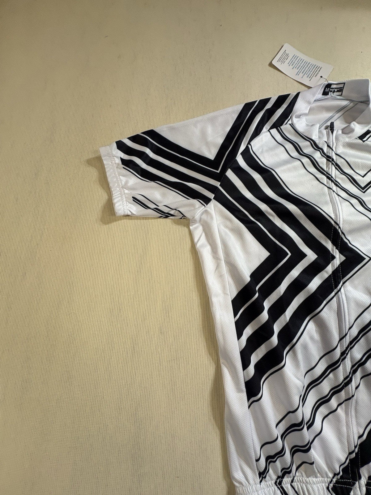 Wxyhezx Cycling Jersey Black White Size Medium Full Zipper Geometric Shapes