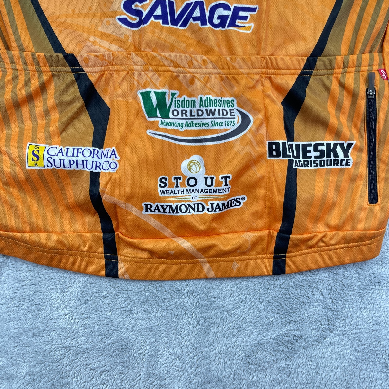 Jakroo Cycling Jersey Mens XL MS Orange Graphic Raglan Short Sleeve Full Zip