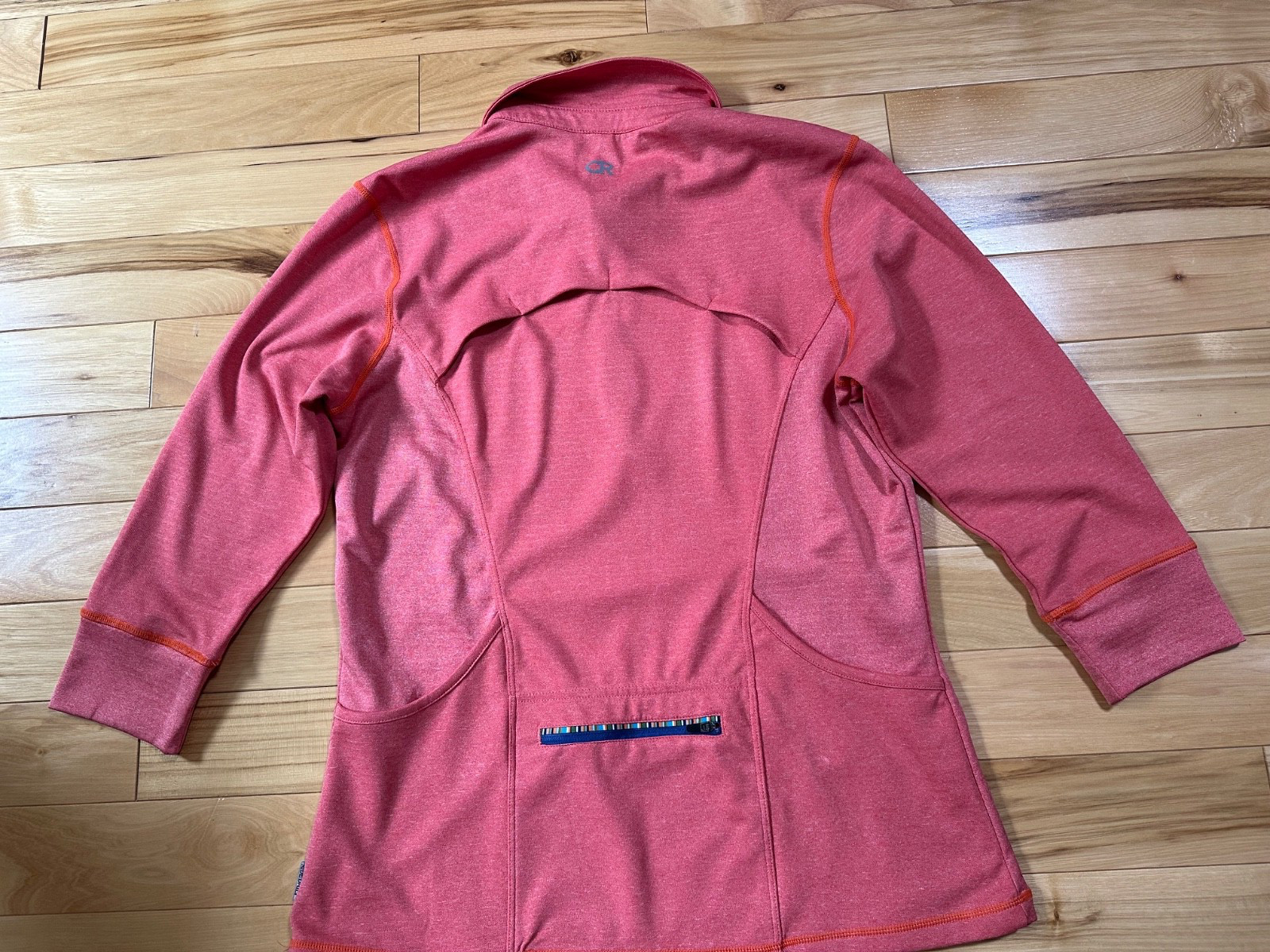 Club Ride Women’s Sz L Cycling Shirt Top 3/4 Sleeve Orange 1/4 Zip Pockets Vent