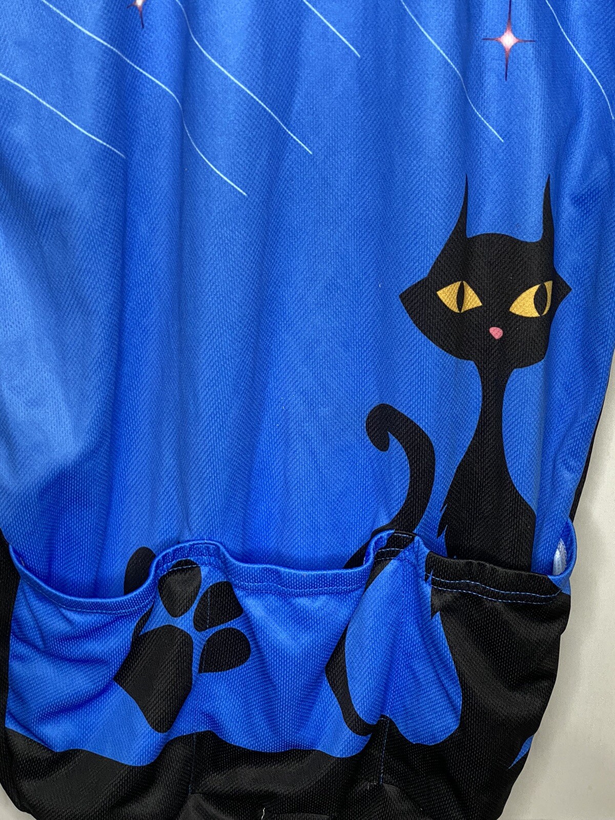 Peak 1 Sports 1/2 Zip Men’s Size Large Cycling Jersey Shirt Black Cat Blue Gift