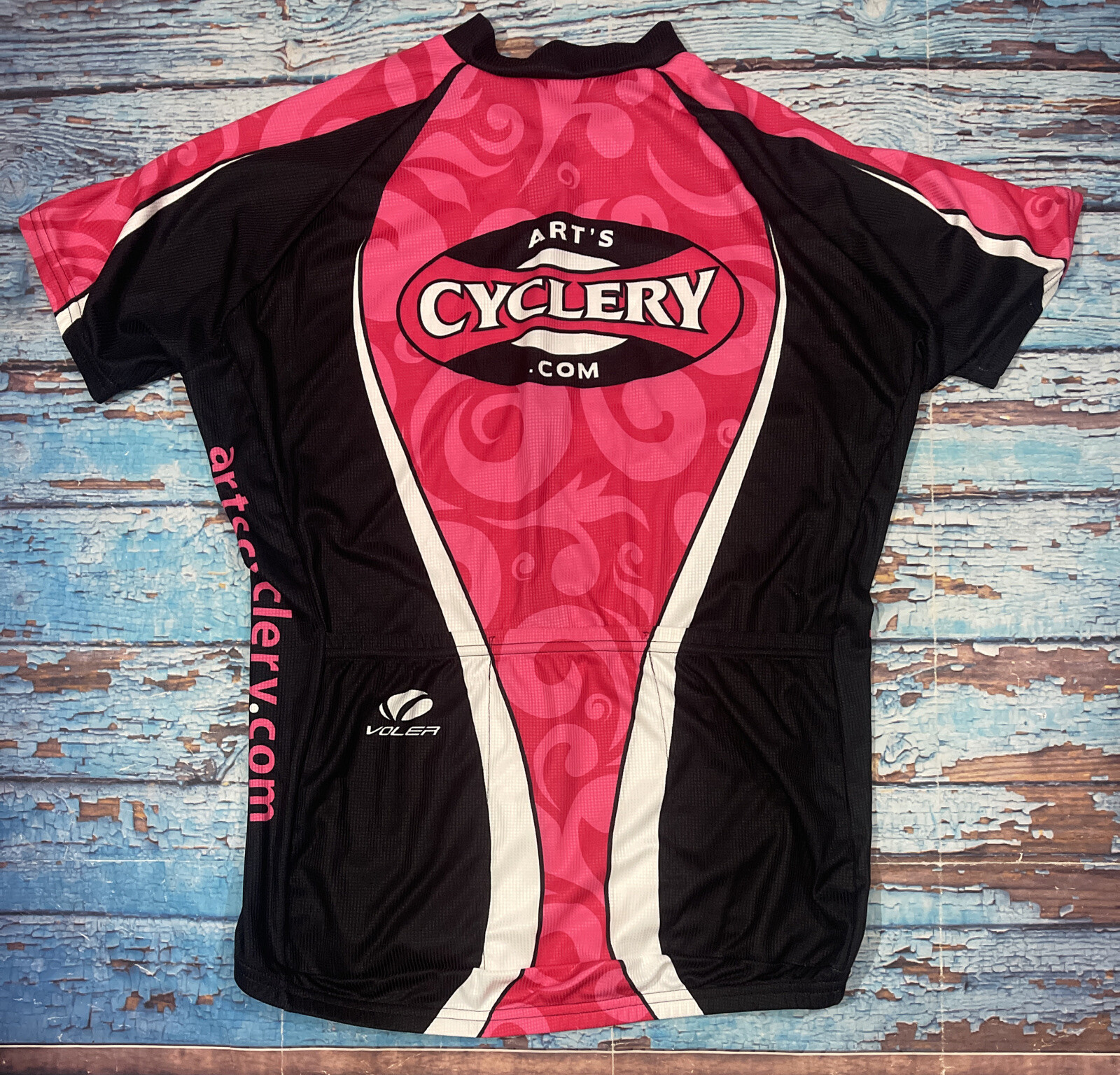 VOLER jersey Womens XL pink black and white short sleeve lightweight full zip