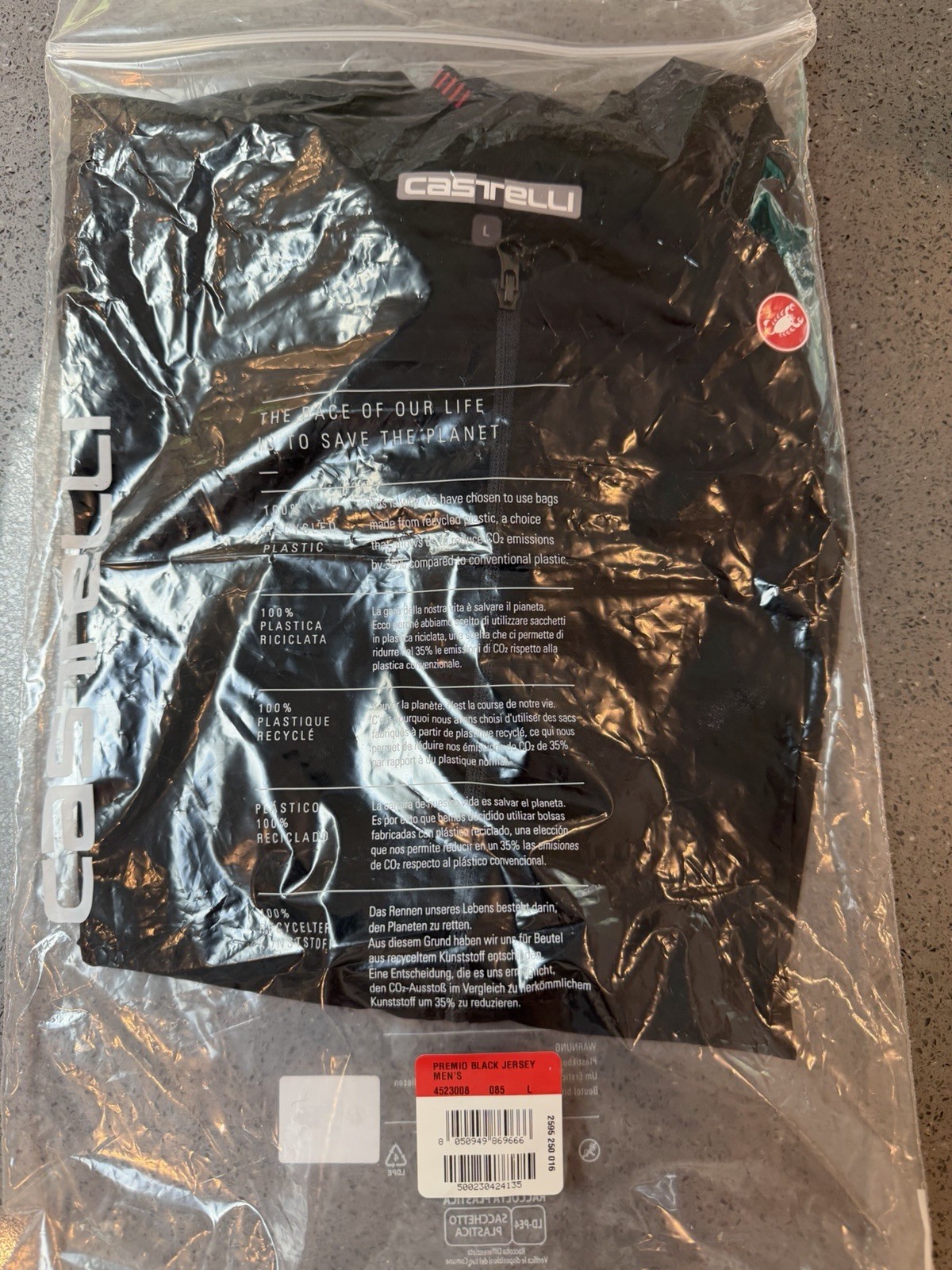 Castelli Premio Black Jersey Men’s L Black Short Sleeve Full Zip Cycling