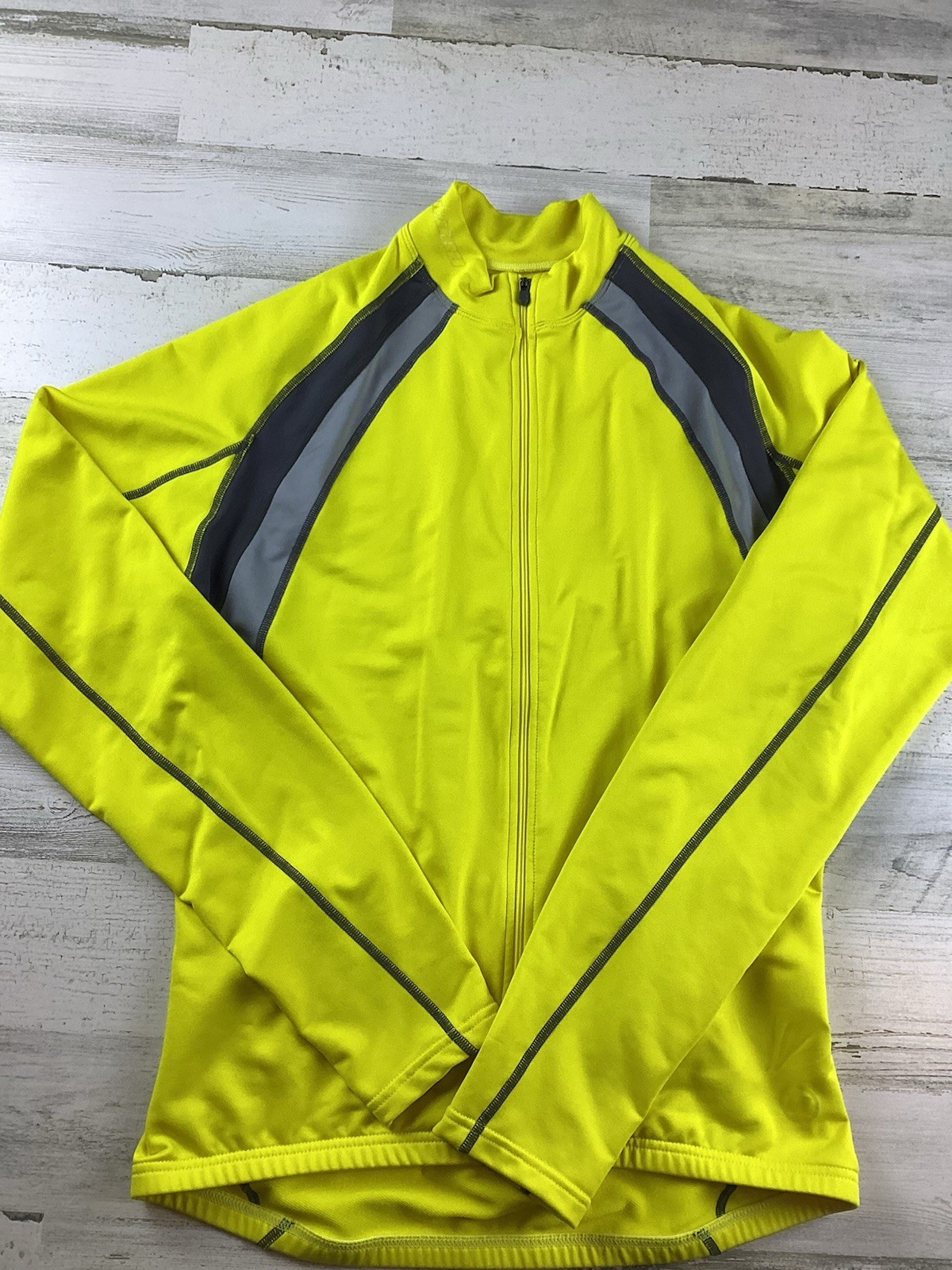 Novara Cycling Rider LS Full Zip Sz M Yellow Black Colorblock Waist Pockets