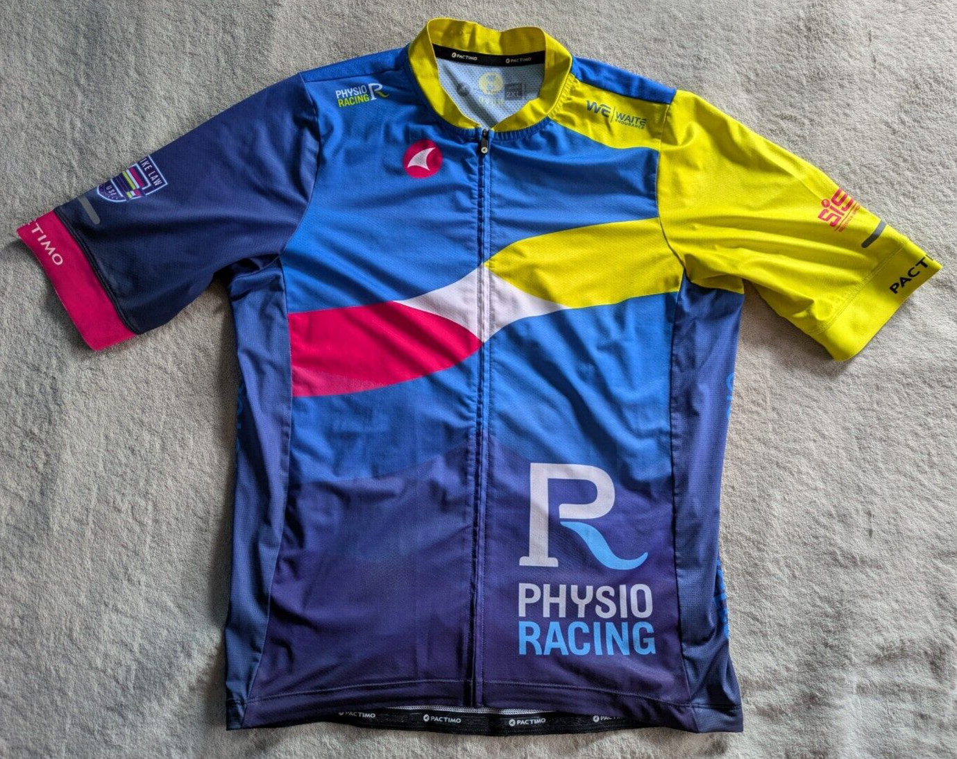 PACTIMO Cycling Jersey Mens 2XL XXL Race Cut Blue Yellow Bicycle