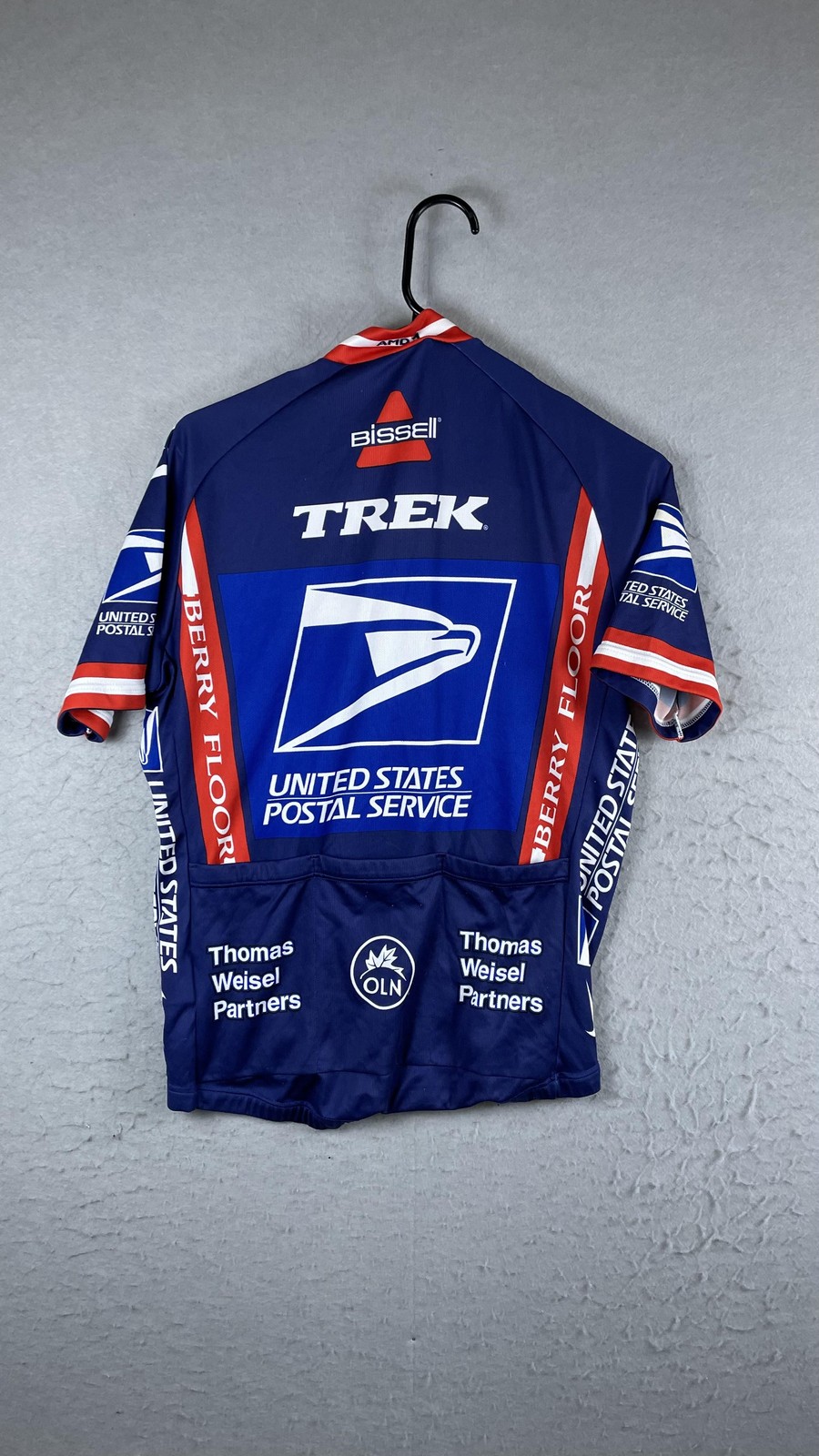 Nike USPS Blue Cycling Jersey Mens Medium 1/2 Zip Made In Italy Postal Service