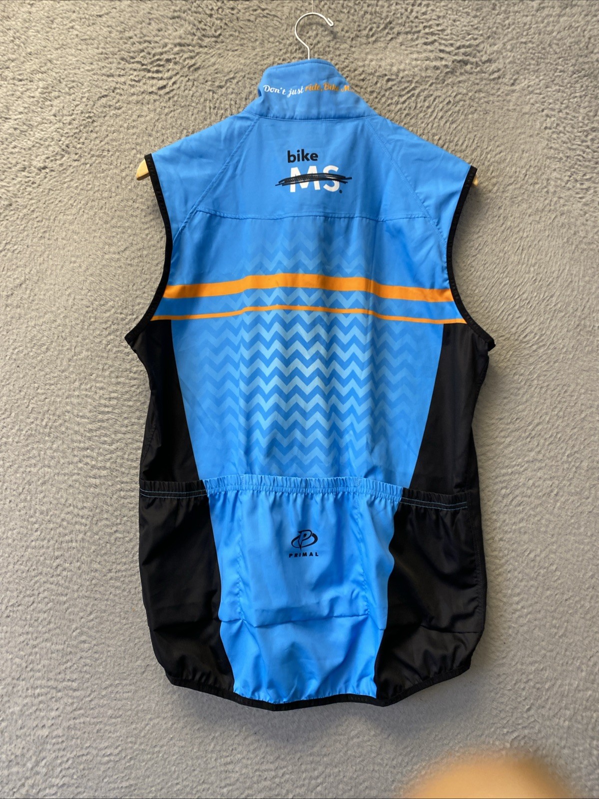 Primal Cycling Wind Vest Mens Large Blue Courage Classic Full Zip NEW/0649