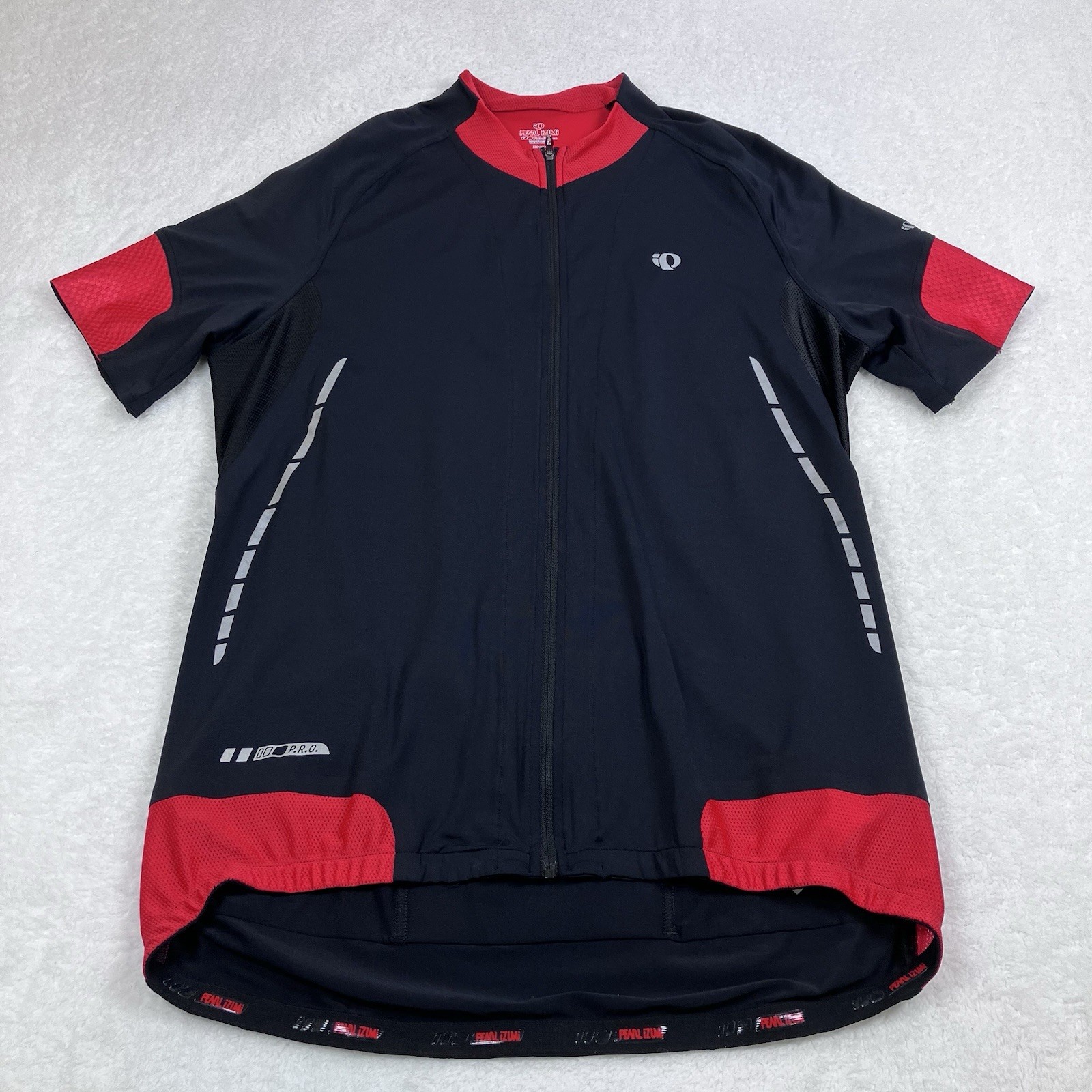 Pearl Izumi Mens Pro Series XL Short Sleeve Red Black Full Zip Cycling Jersey