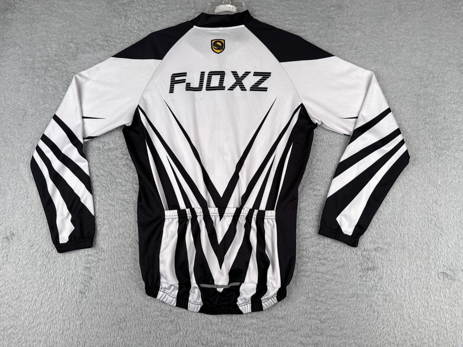 FJQXZ Cycling Jersey Mens Large Black White Long Sleeve Full Zip 100% Polyester