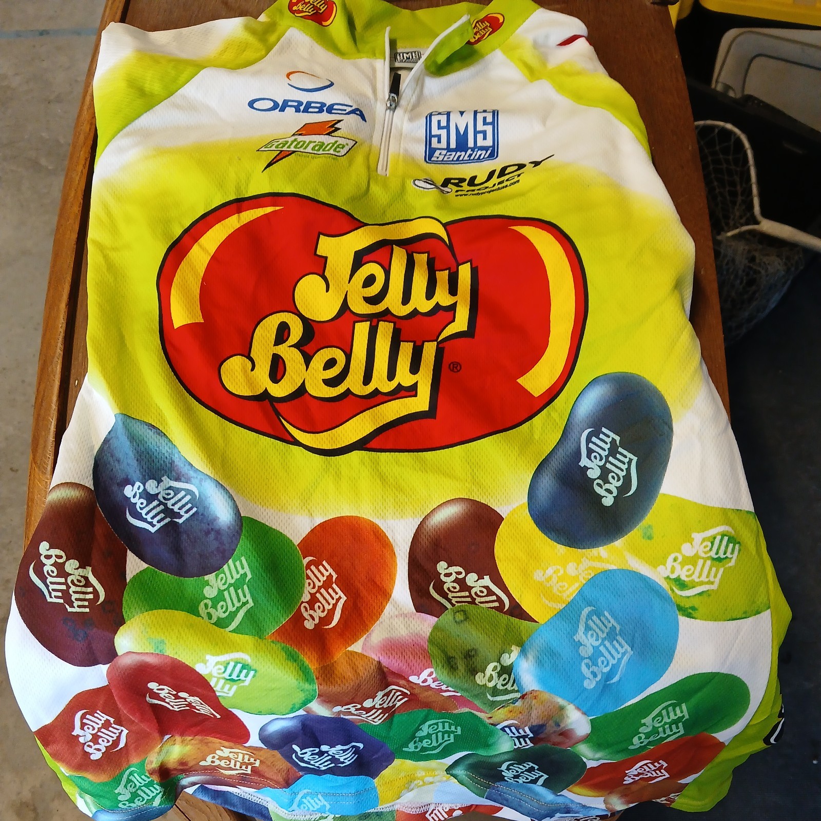 Santini Mens Bike Jersey Jelly Belly Pro Cycling Team Green Jelly Beans 3X