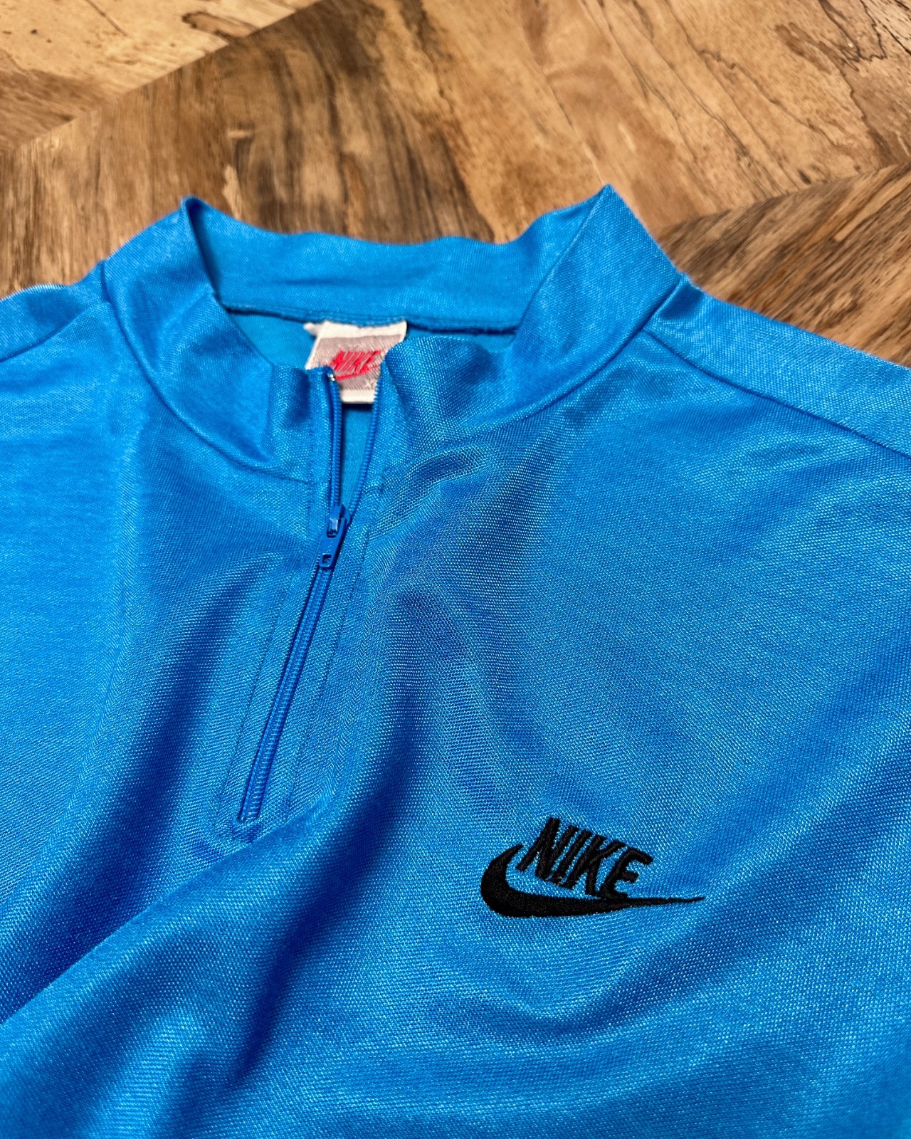 Vintage Nike Cycling Jersey Grey Tag Blue Spell Out Mesh 1/4 Zip XL 90s