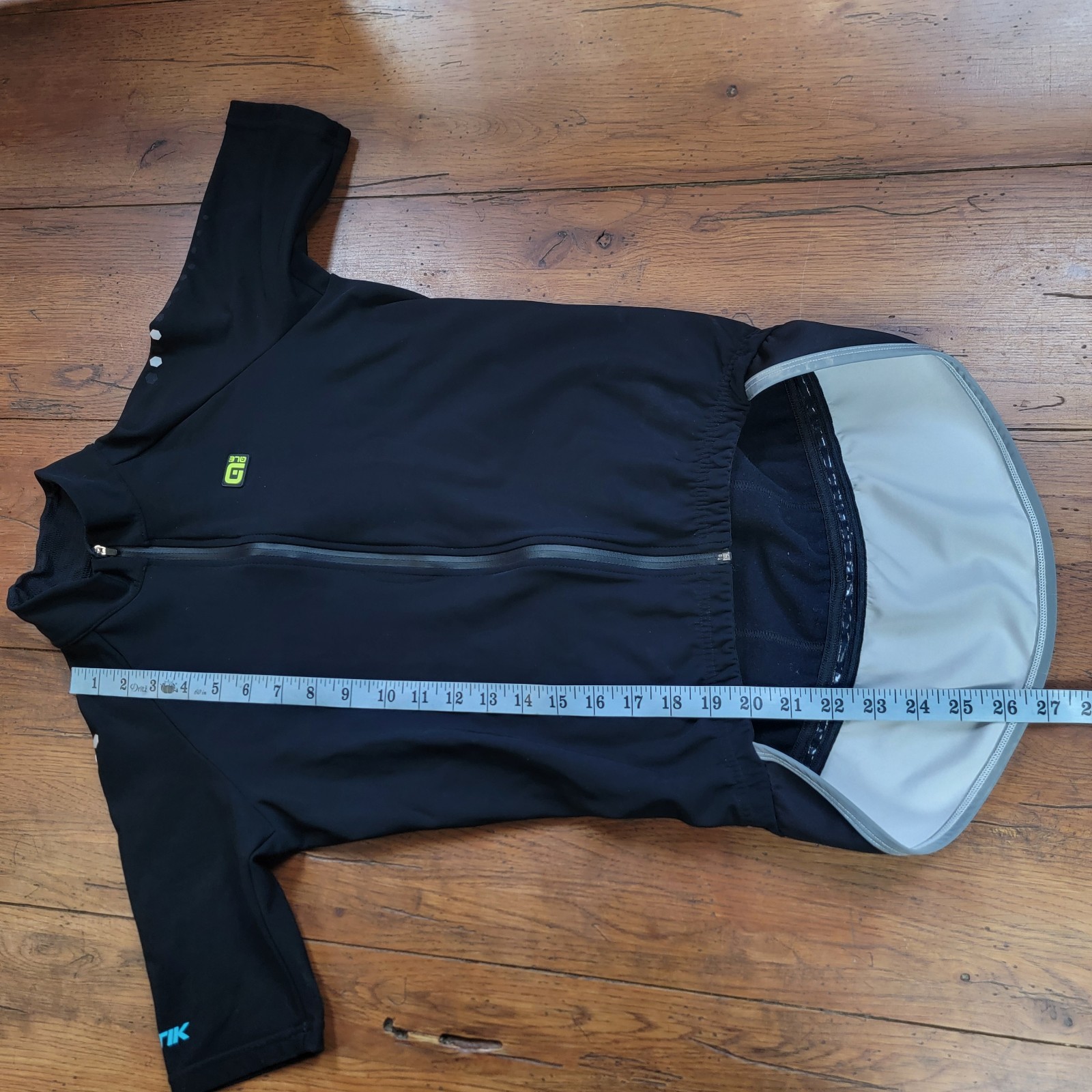 Ale Cycling Mens Small Thermal Jersey 17.5″ P2P Stretch Fleece Black Klimatik S