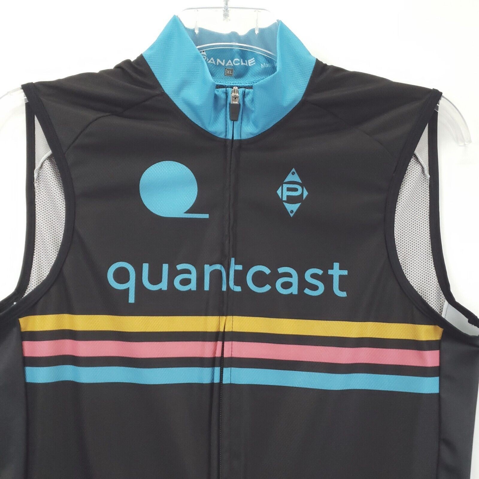 Panache Cycling Jersey Mens XL Black Sleeveless Back Pockets Mock Neck Full Zip