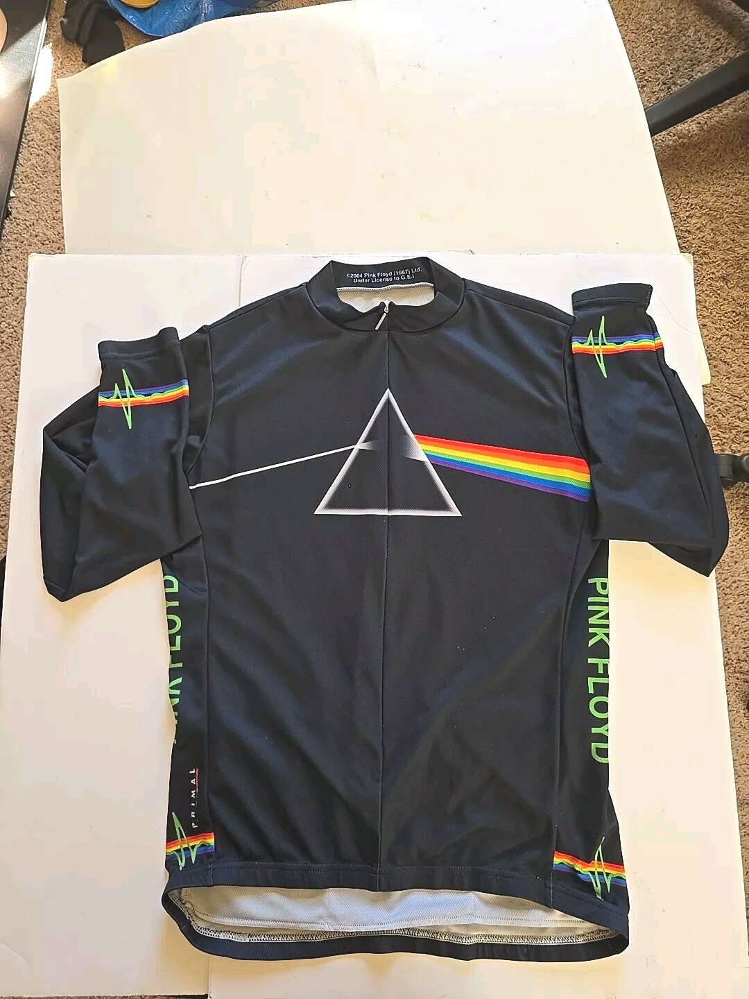 Vintage Pink Floyd Primal Racing Jersey 3/4 Zip Size L Back Storage Pockets