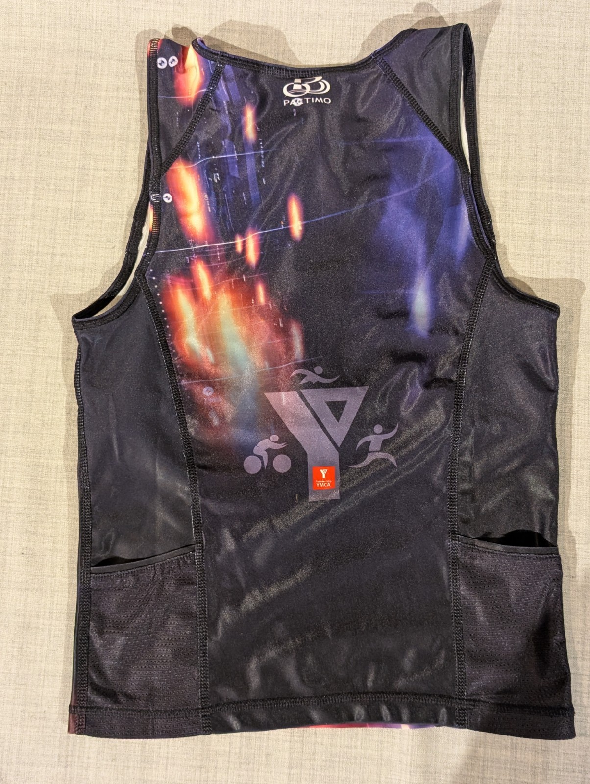 Pactimo Cycling YMCA Tri Tank Jersey – 3/4 Zip Pockets Size L