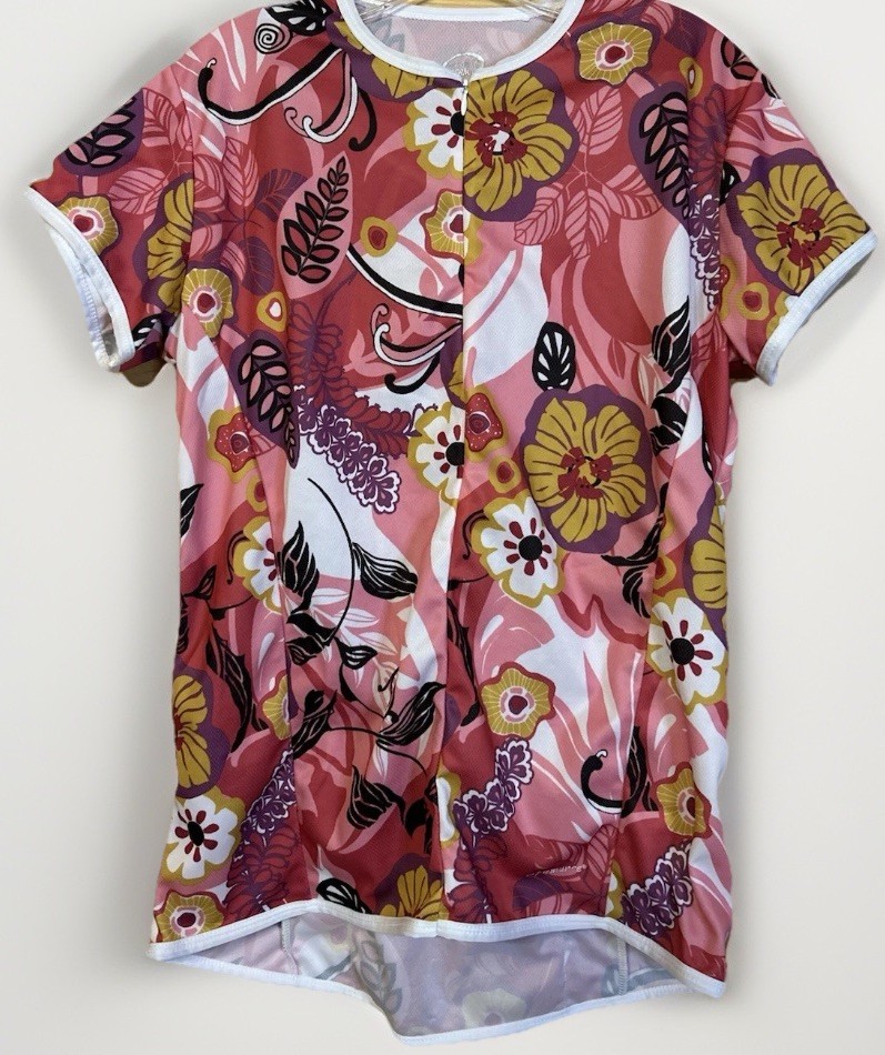 Women’s Cycling Jersey 2XL Pink Floral Bike Shirt Short Sleeve Performance
