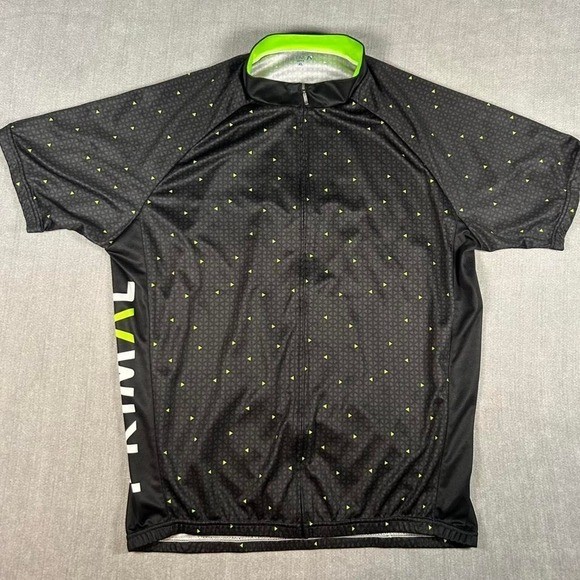 Primal Wear Mens Cycling Jersey XL Black Neon Green Geometric Full Zip Bike Top