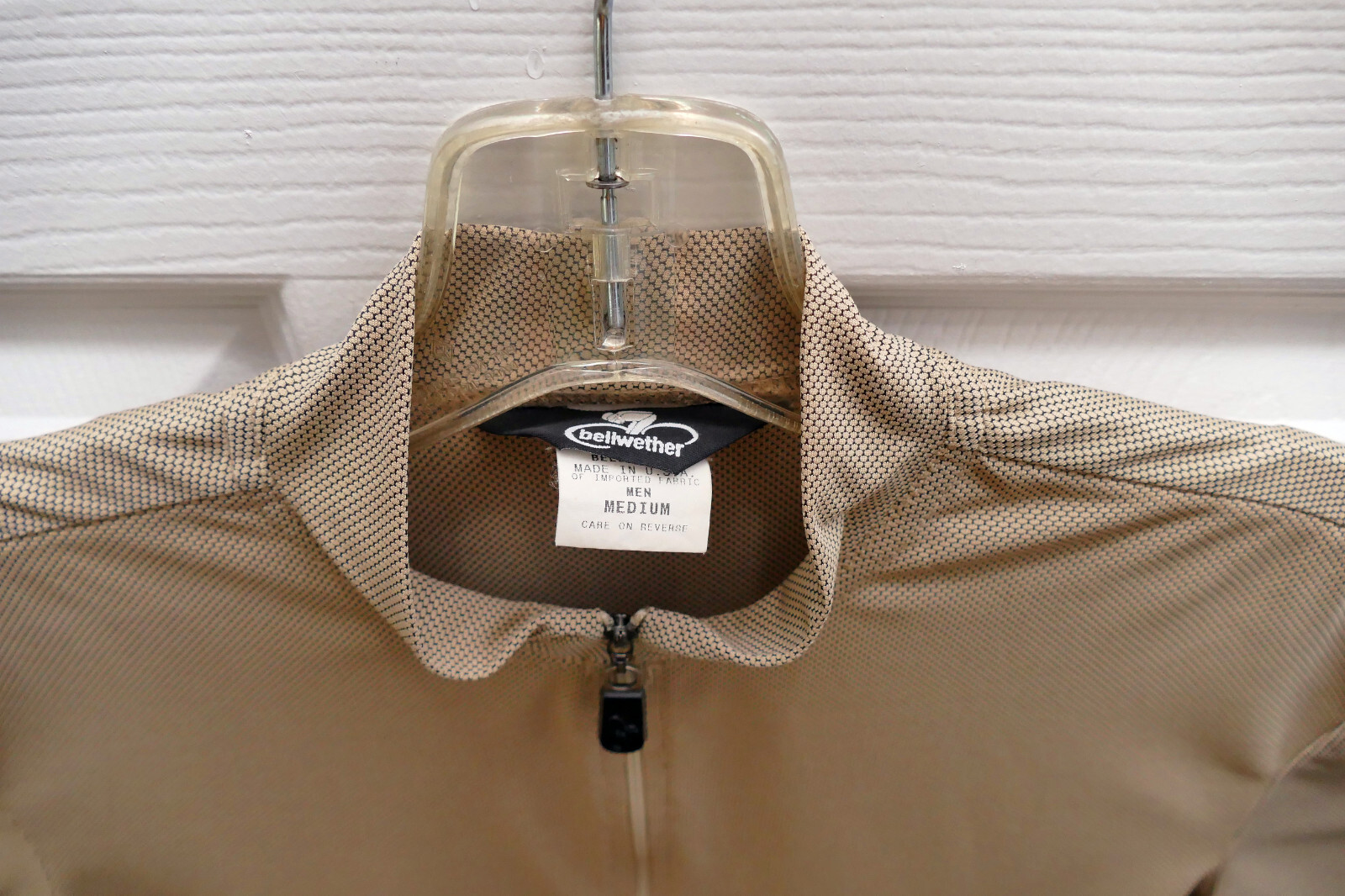 Bellwether Mens Medium Cycling Jersey Tan, Light Brown made in USA Cool Pattern