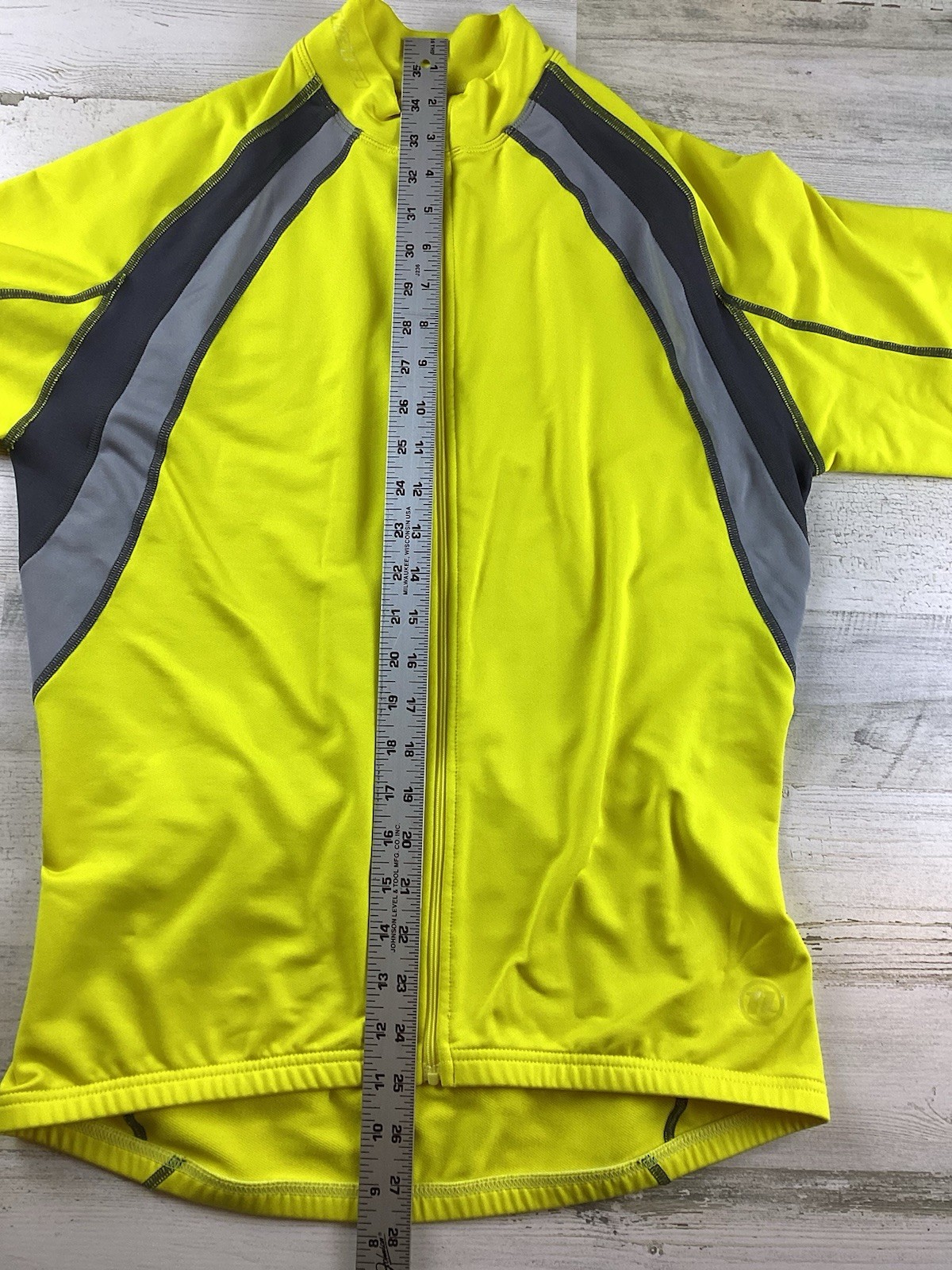 Novara Cycling Rider LS Full Zip Sz M Yellow Black Colorblock Waist Pockets