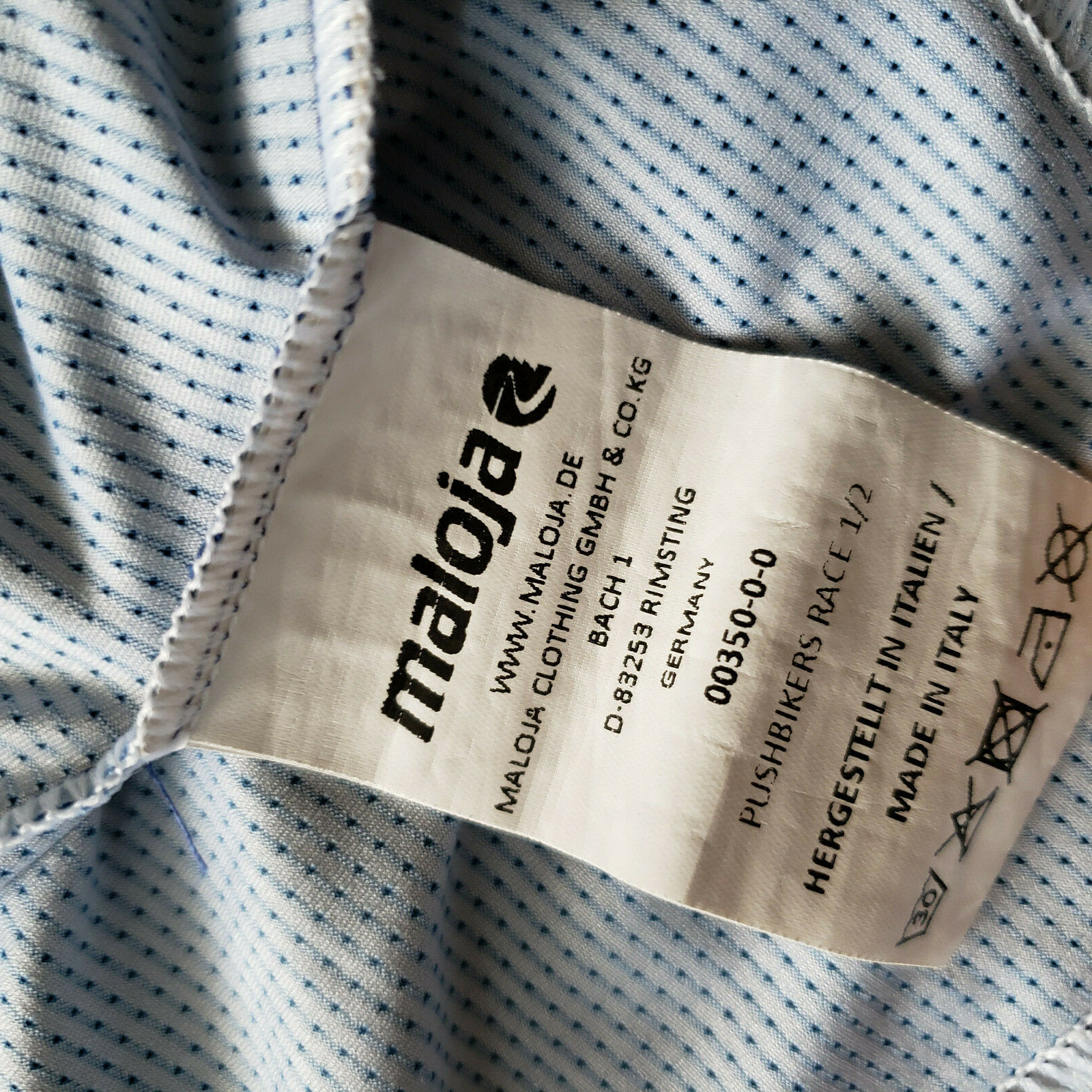 Maloja Pro Cycling Jersey Mens M Blue Pushbikers Race Fit Full Zip Lightweight