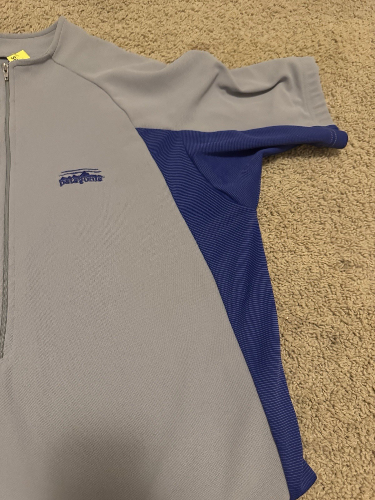 Rare VTG Patagonia Mens Cycling Jersey Bike Hike 1/2 Zip S/S Shirt Large Gray