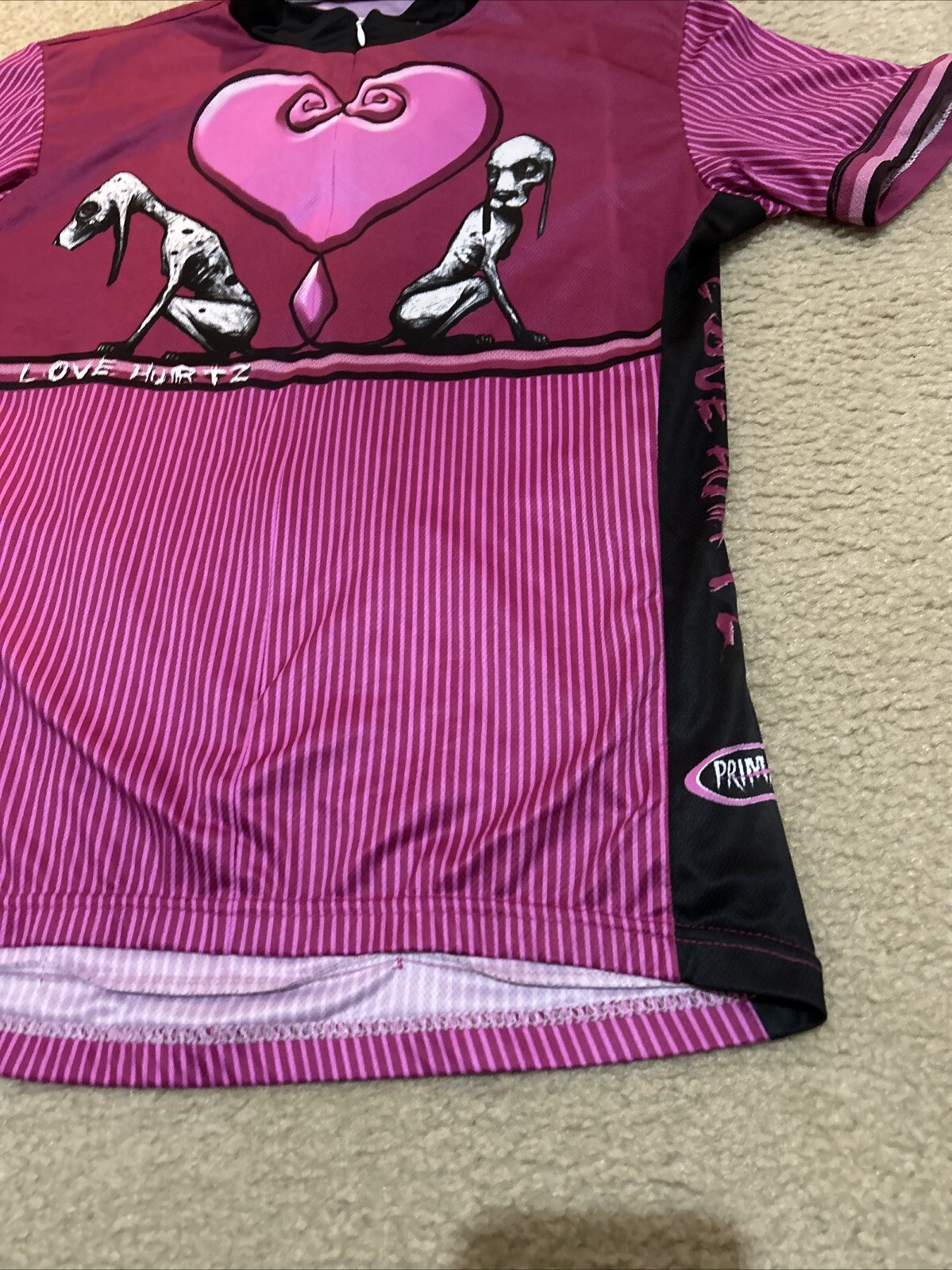 Primal Wear Womens 3/4 Zip Cycling Jersey Love Hurtz Heart Greyhound Dog Size XL