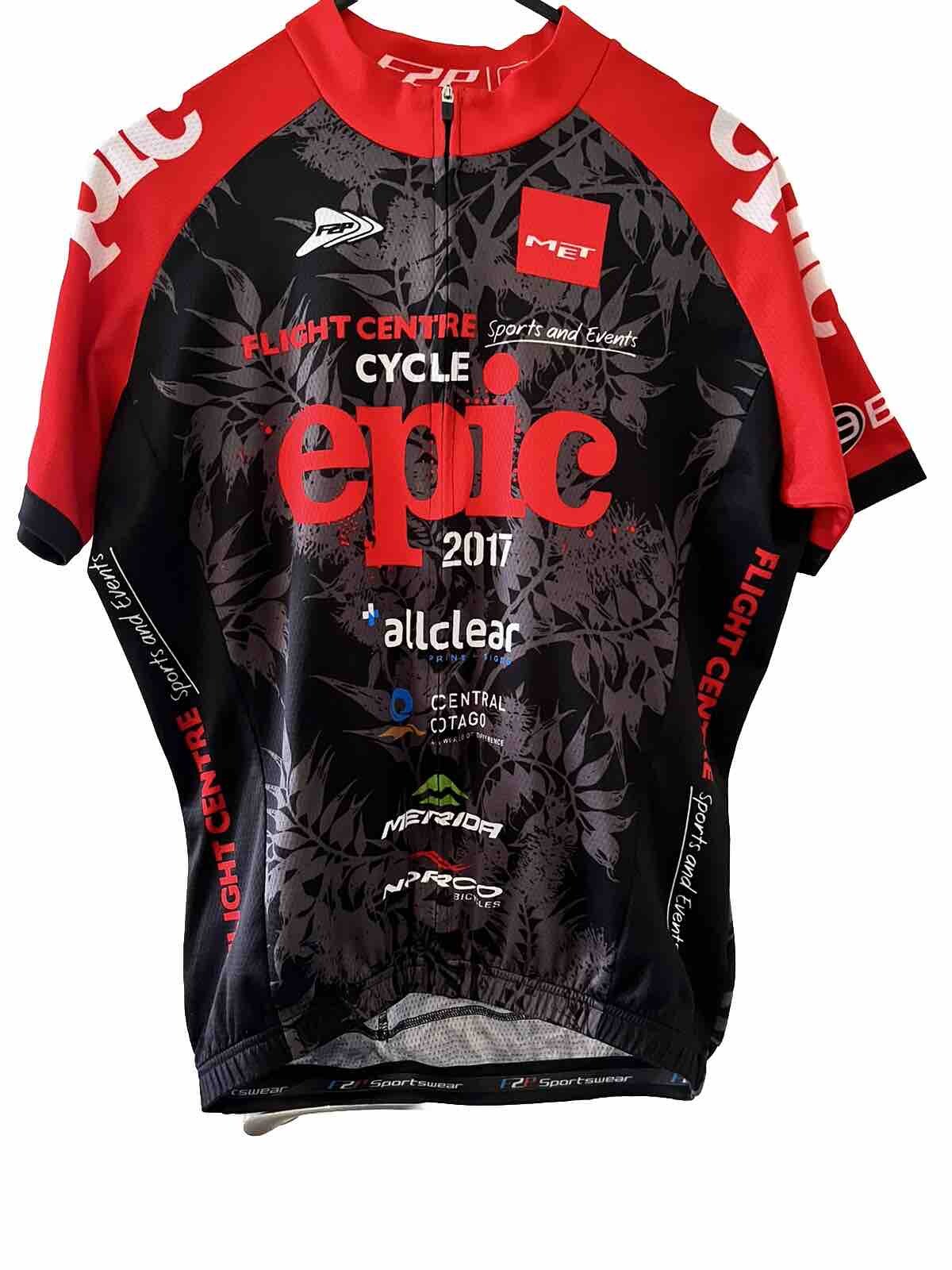 F2P Cycling Sponsored Jersey Youths Size L Black and Red