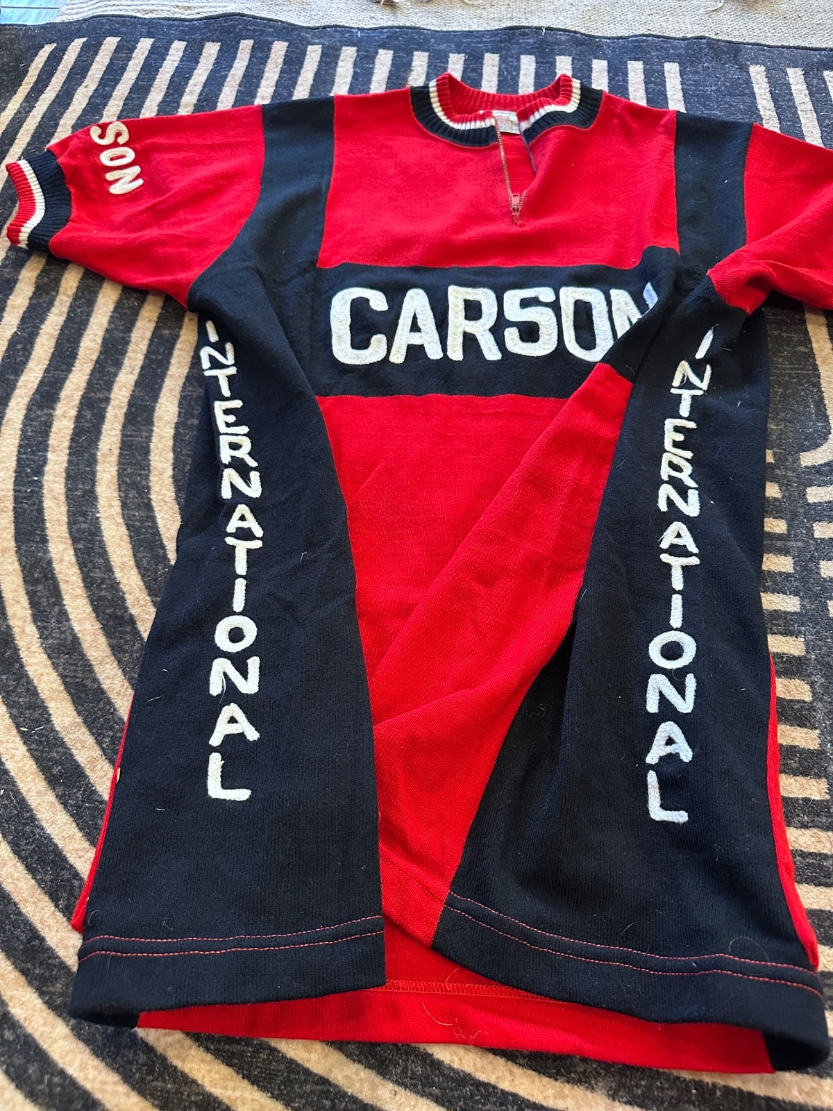 Vintage CARSON International Chain Stitch Cycling Race Jersey Shirt